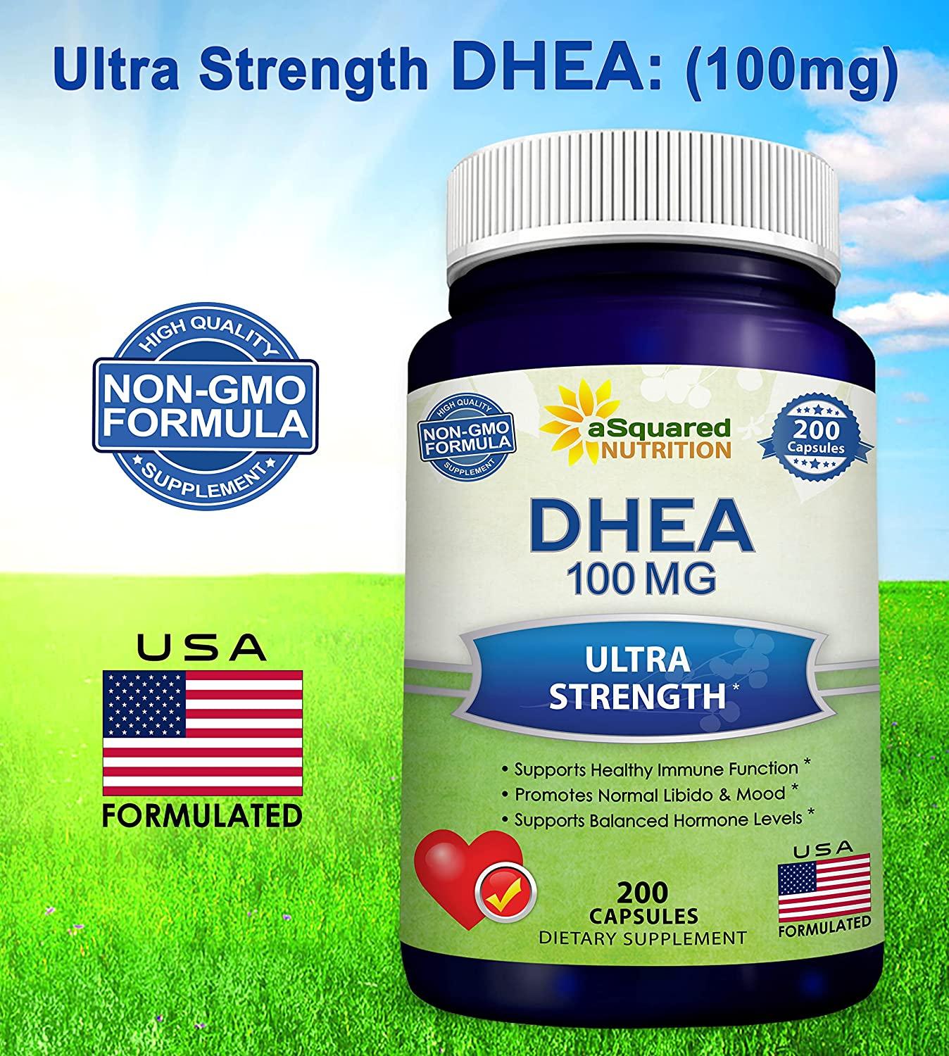 DHEA 100mg Max Strength 200 Capsules Hormone Balance for Women & Men