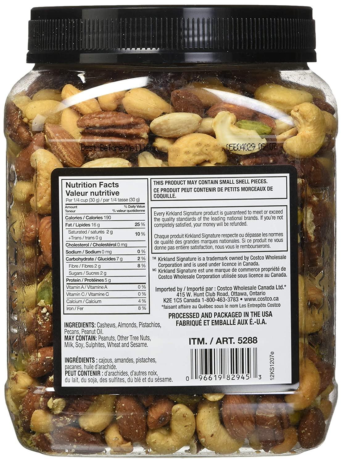 Kirkland Signature Extra Fancy Unsalted Mixed Nuts 2.5 LB Premium