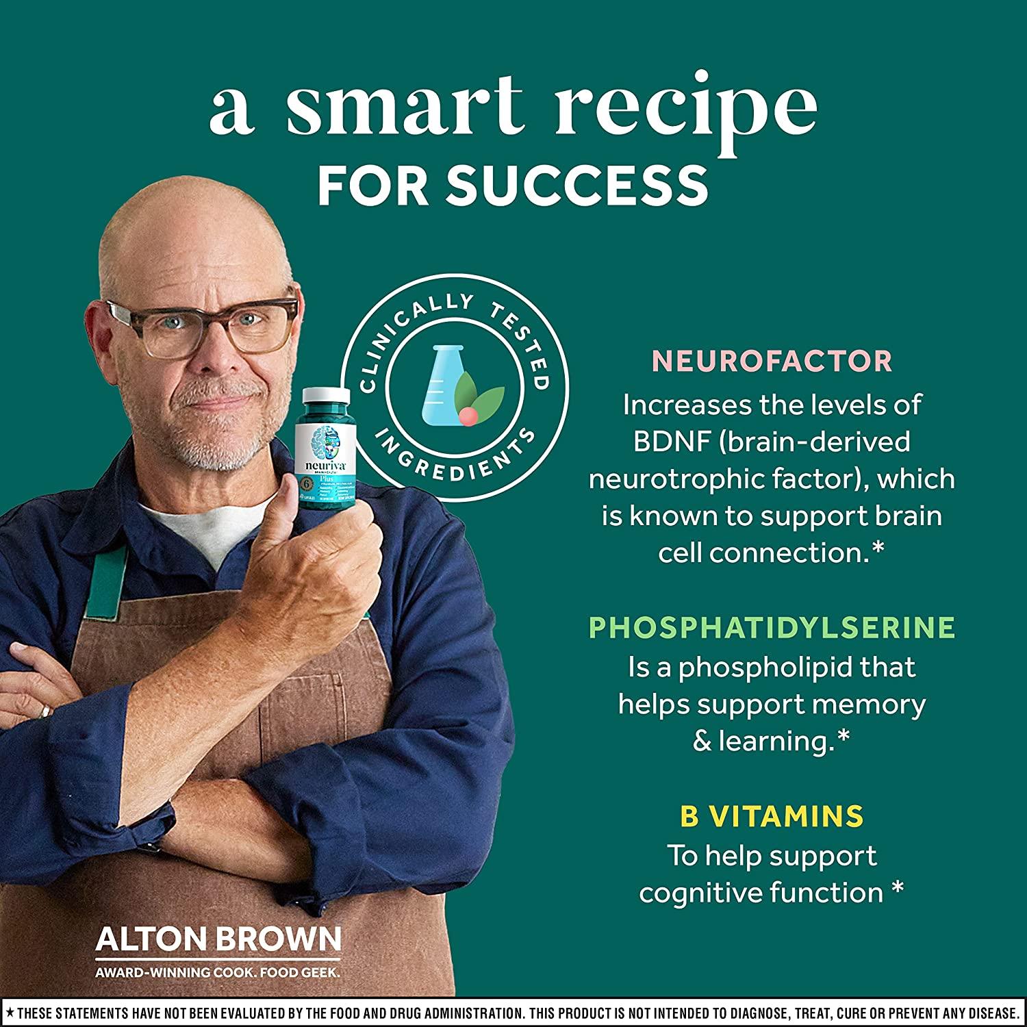 NEURIVA Plus Brain Supplement Memory, Focus & Concentration Vitamins