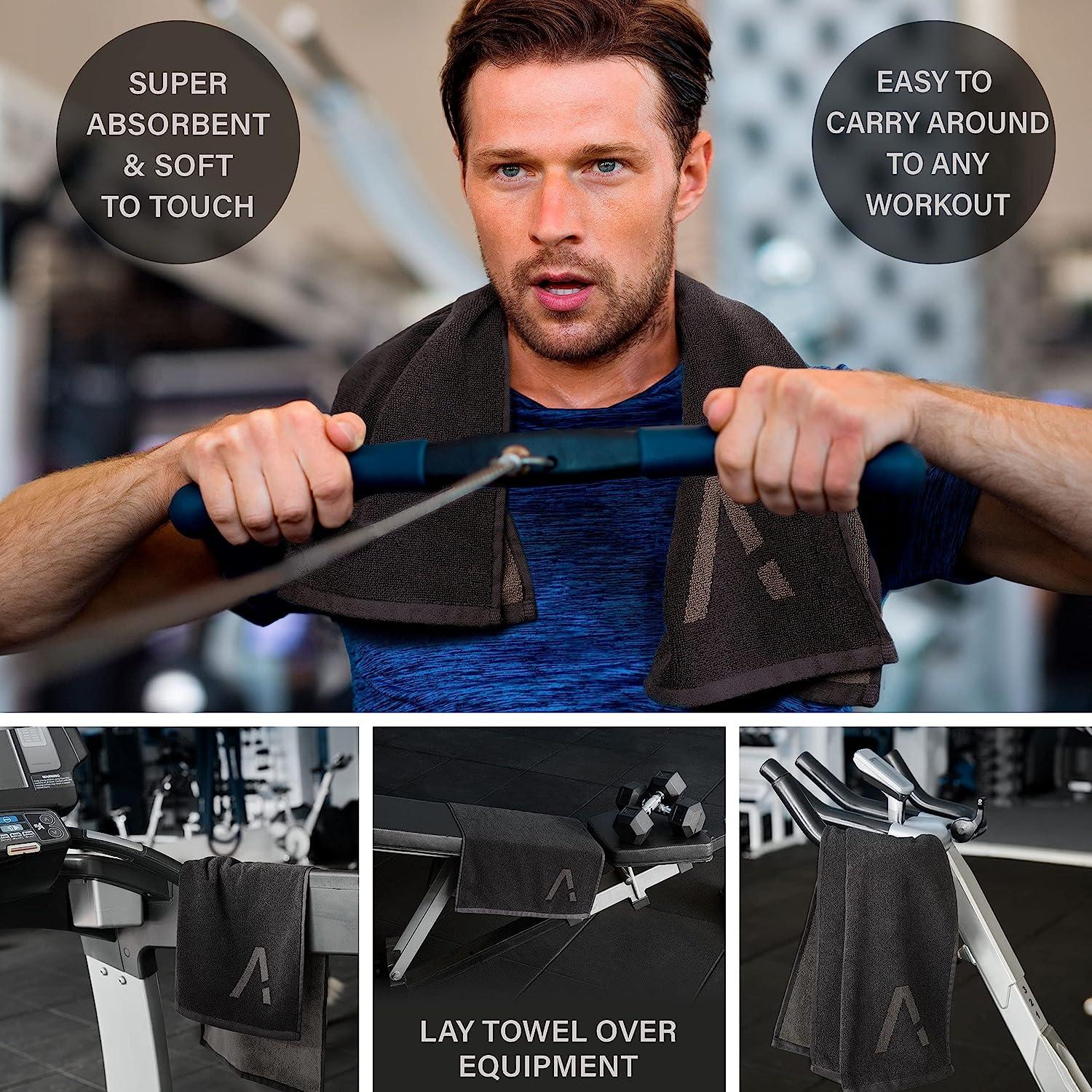 Luxury Gym Towel for Sweat - 100% Organic Cotton - (31.5 X 15.75 inch) Soft  and Absorbent Workout Towel - Silver Infused Sports Towel - Exercise and Gym  Towel for Men and Women (Black)