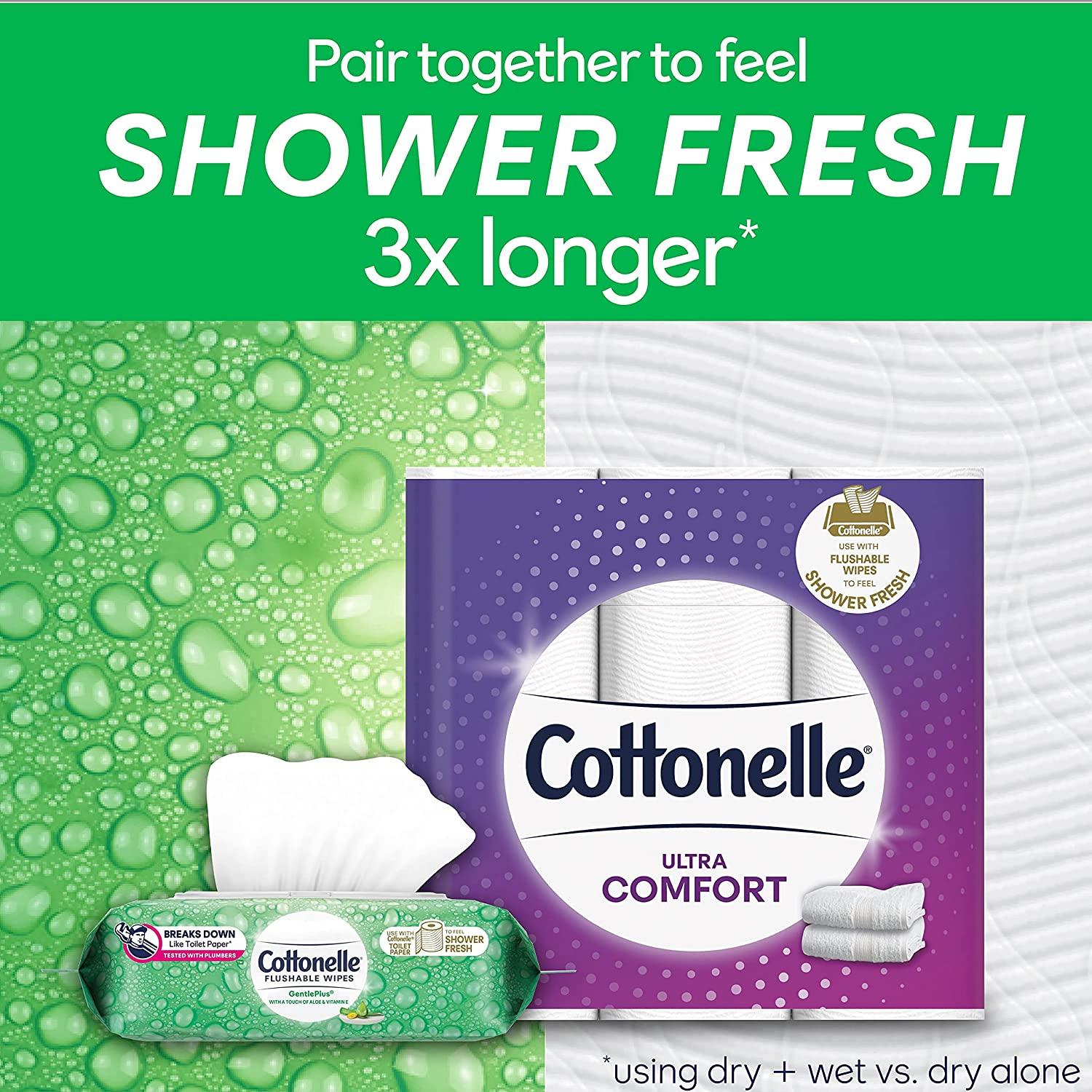 Cottonelle GentlePlus Flushable Wet Wipes with Aloe & Vitamin E, Adult