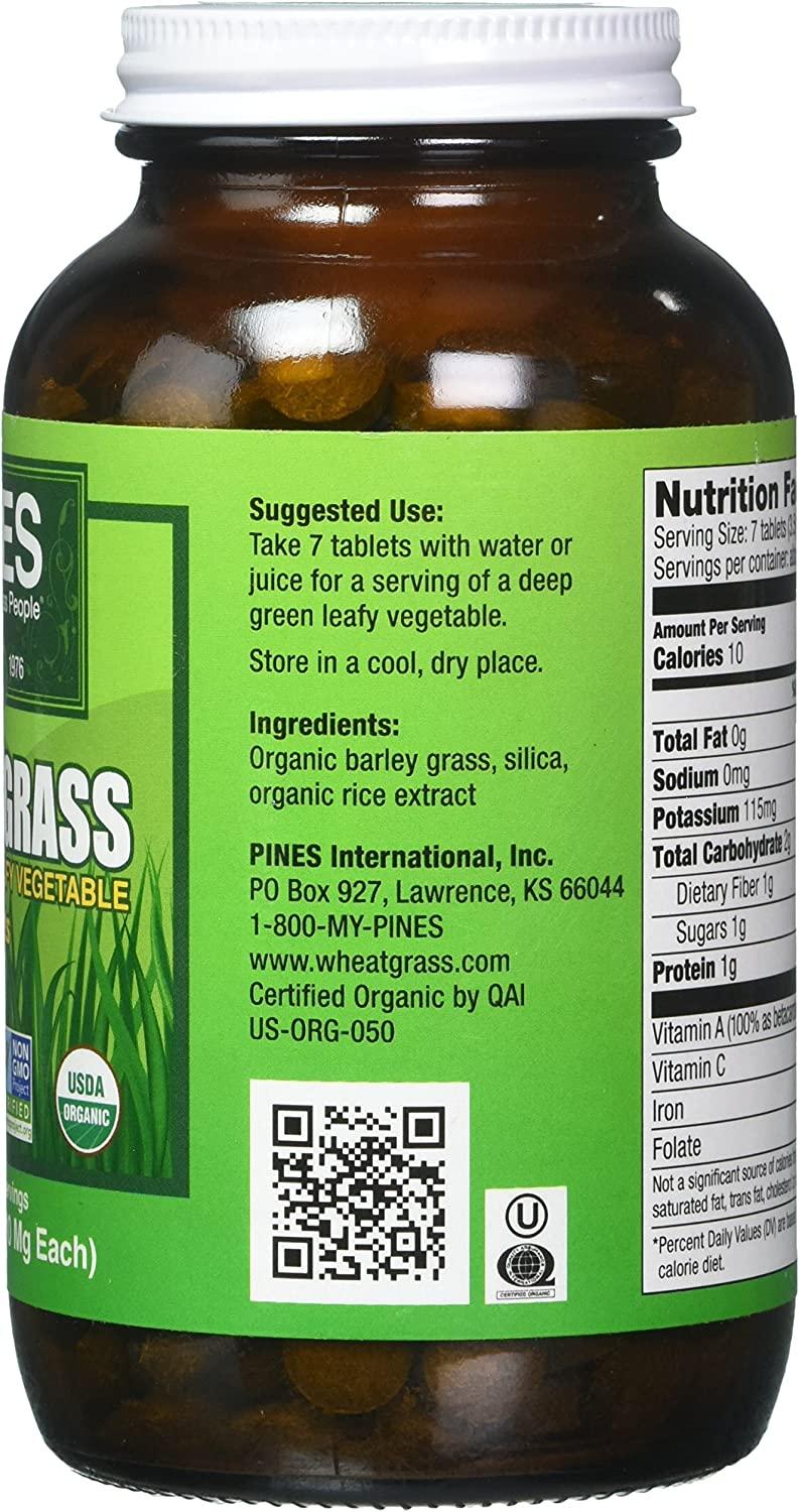 Pines International Barley Grass Tablets 500 Count Organic