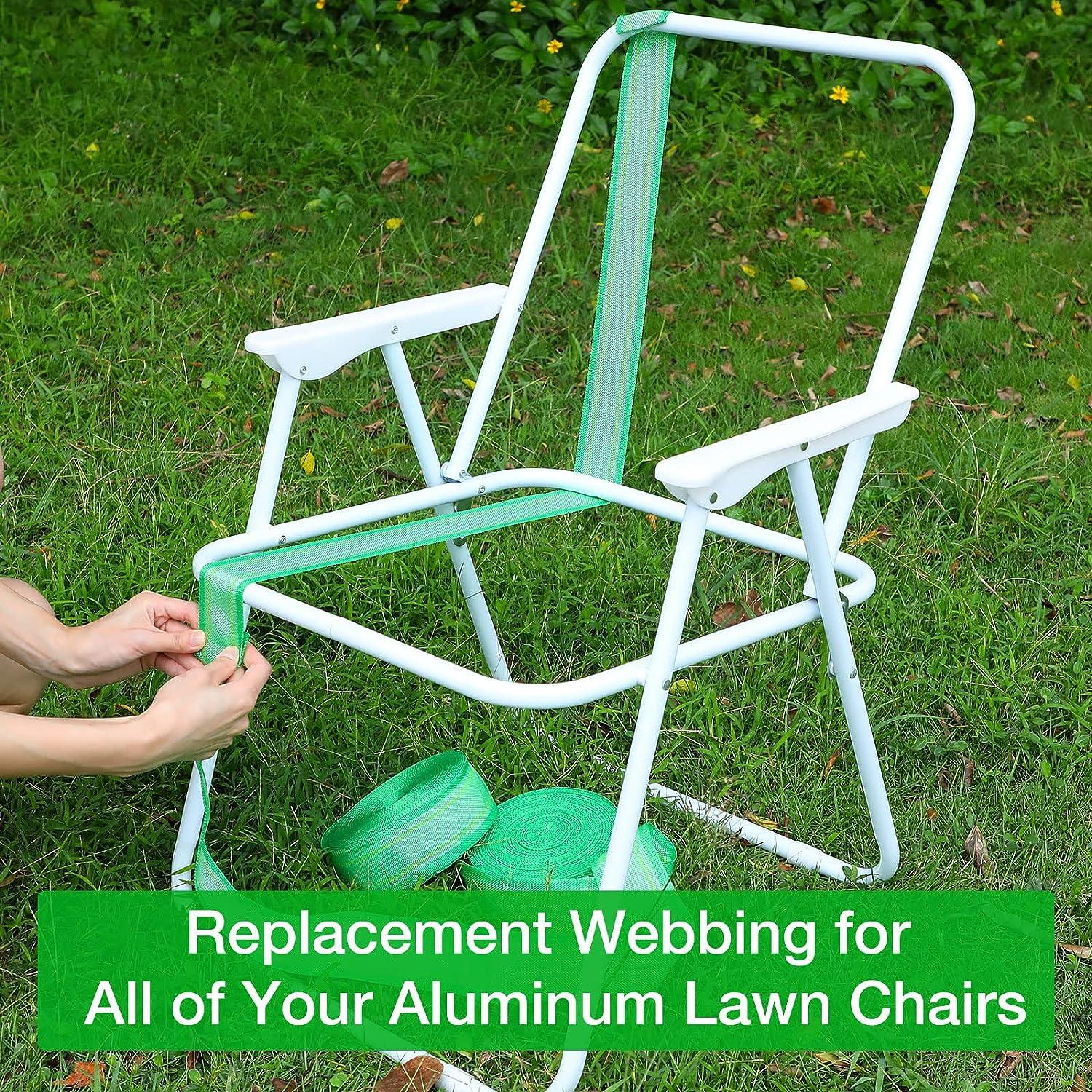 2 Rolls 2 1/4 Inch x 100 Feet Lawn Chair Webbing Replacement Webbing Patio  Chairs Webbing White Green Webbing for Lawn Chairs Folding Polypropylene  Webbing for Outdoor Furniture Seat Repair