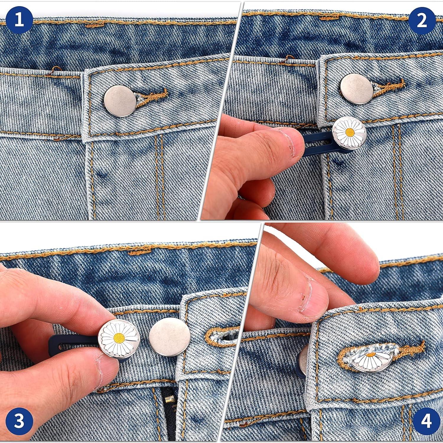 Abeillo 10 Pack Pants Expander Button, 10 Styles Jeans Waist Extender  Button for Men and Women, Collars/Cuffs No Sew Metal Adjustment Buttons for