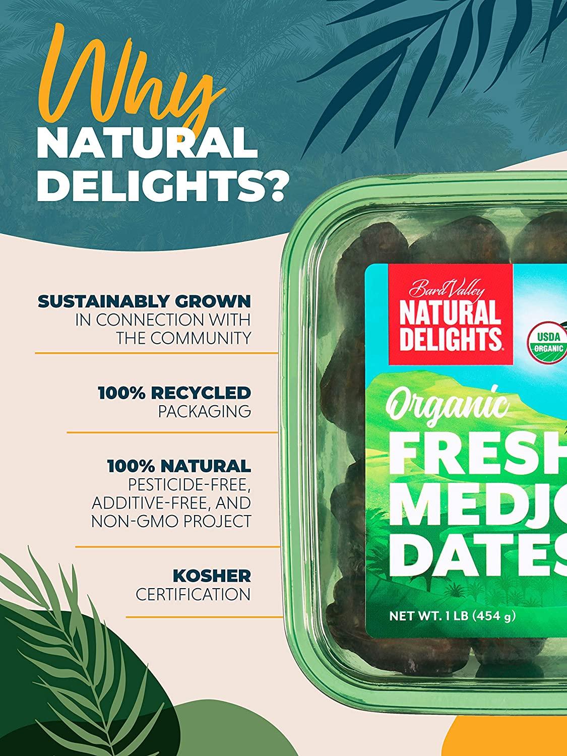 Natural Delights Organic Medjool Dates Large & Plump USDA Certified