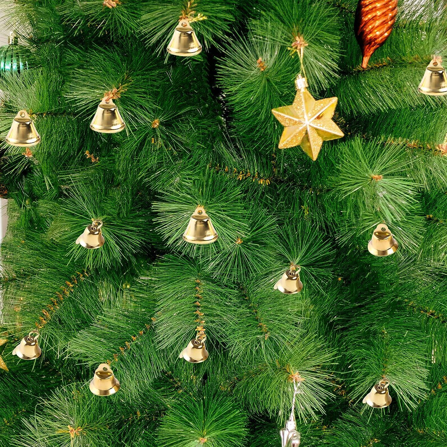 Yasirona 100pcs Small Gold Bells Mini Bells for Crafts,50PCS 0.39 inch and 50pcs 0.55 inch Decorative Bells Christmas Tree Pendants for Craft Making