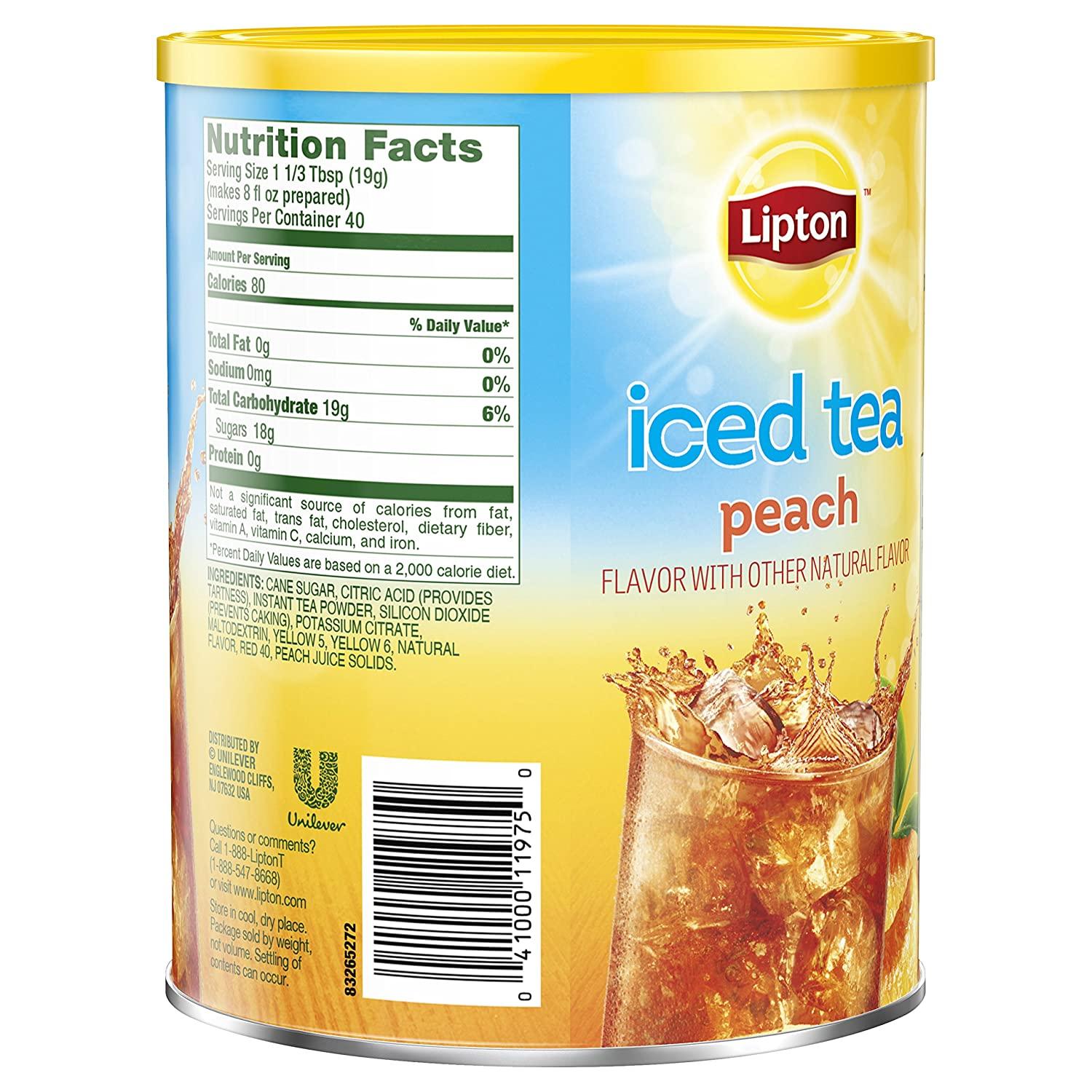 Lipton Peach Iced Tea Mix 10 qt Refreshing and Delicious Flavor