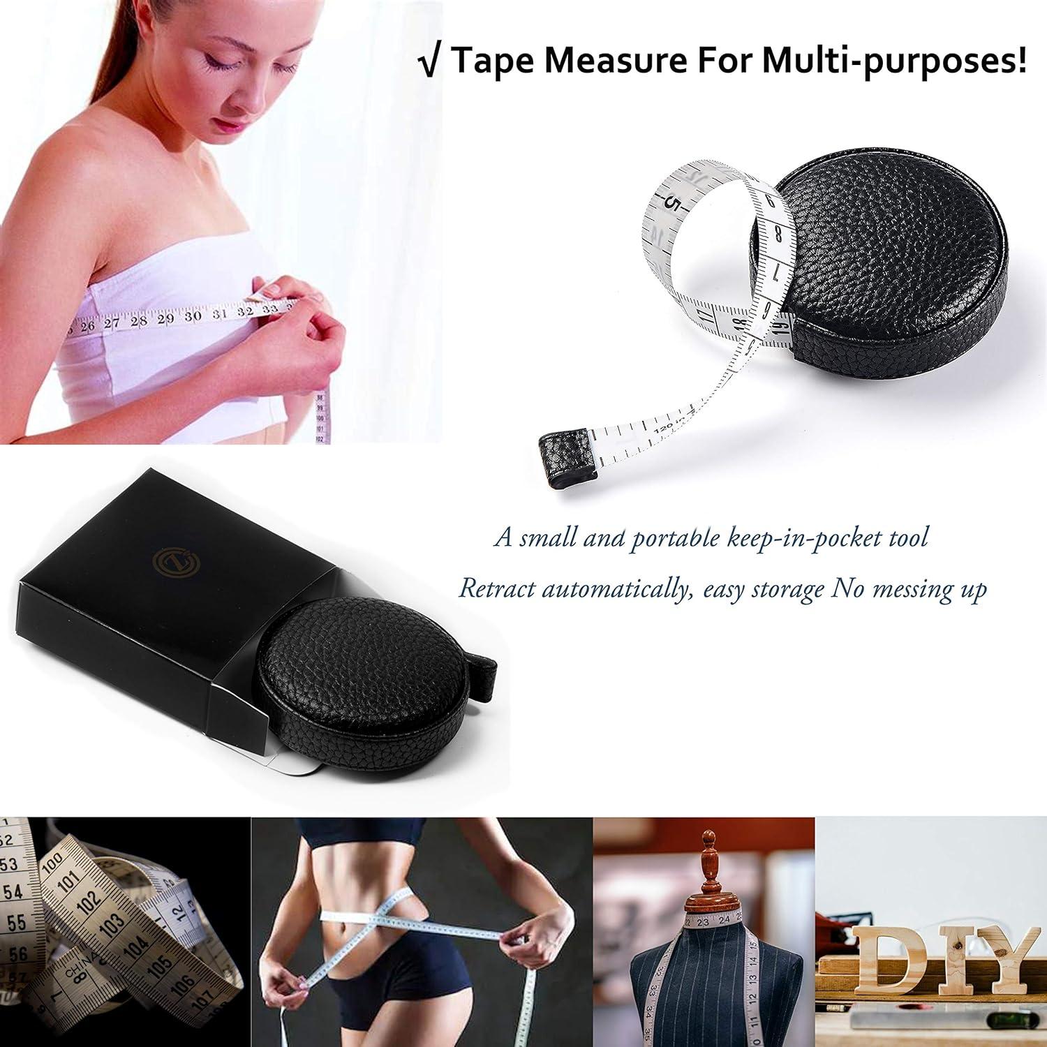 Brookside Tape Measure for Body Measuring Tape for Body Cloth Measuring Tape  for Sewing Tailor Fabric Measurements Tape Retractable Dual Sided Black