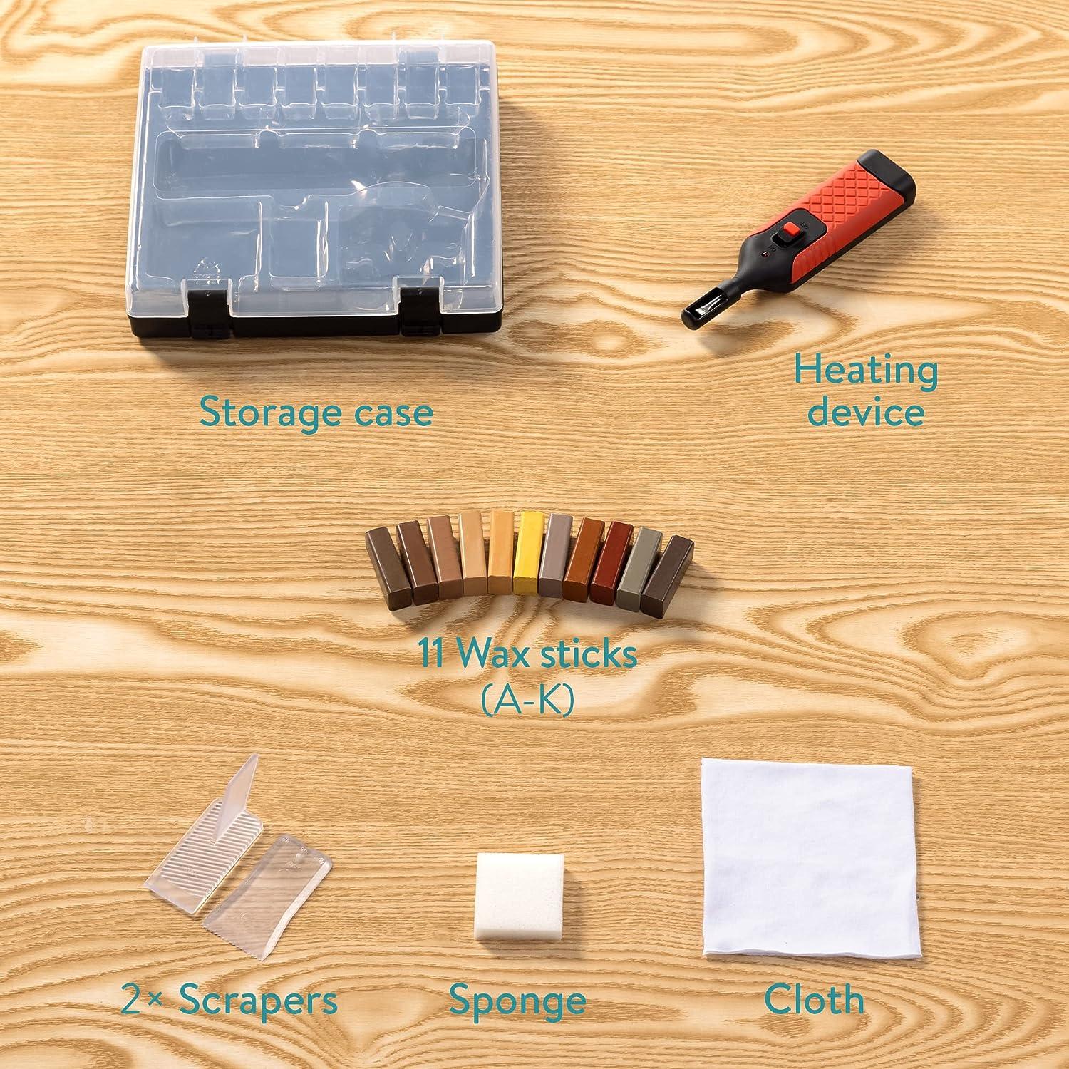 Navaris Wood Floor Repair Kit Wax Sticks and Melting Tool for