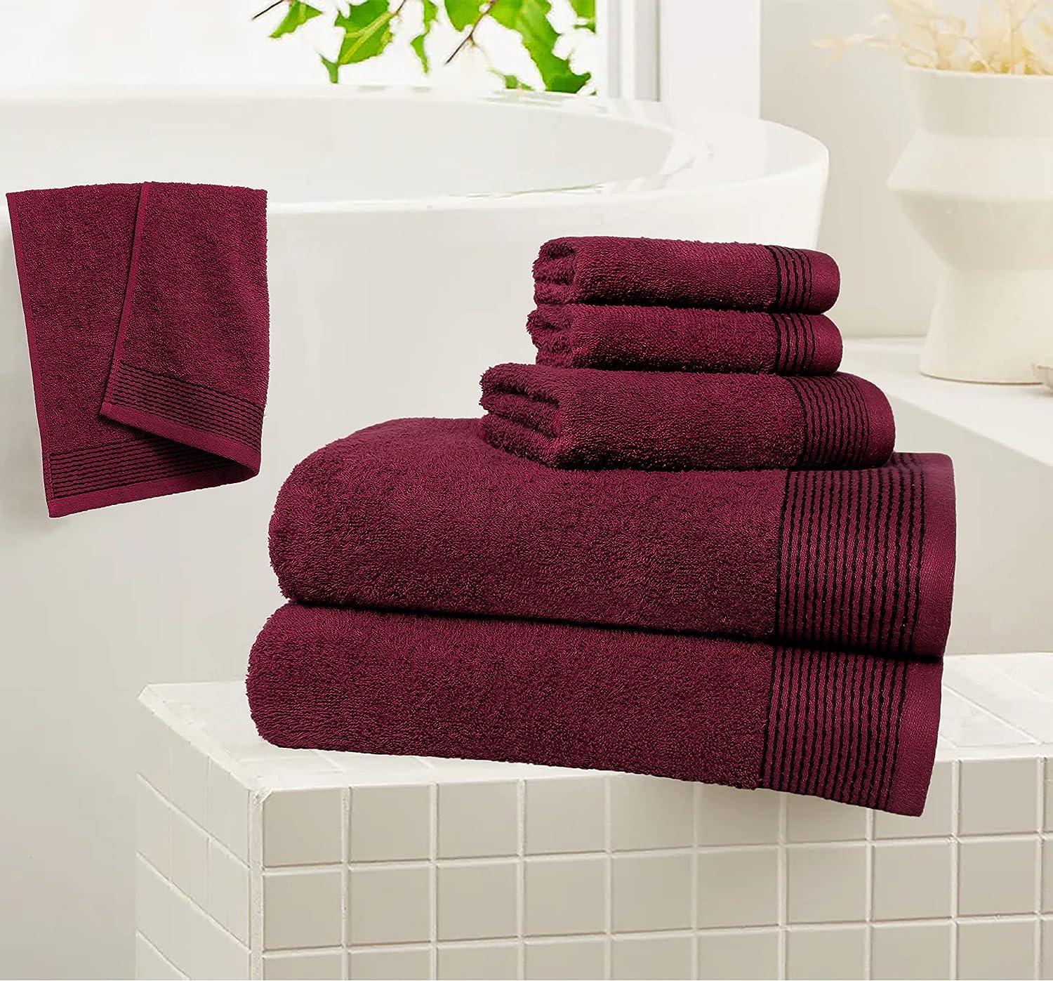  BELIZZI HOME 100% Cotton Ultra Soft 6 Pack Towel Set, Contains  2 Bath Towels 28x55 inchs, 2 Hand Towels 16x24 inchs & 2 Washcloths 12x12  inchs, Compact Lightweight & Highly Absorbant 
