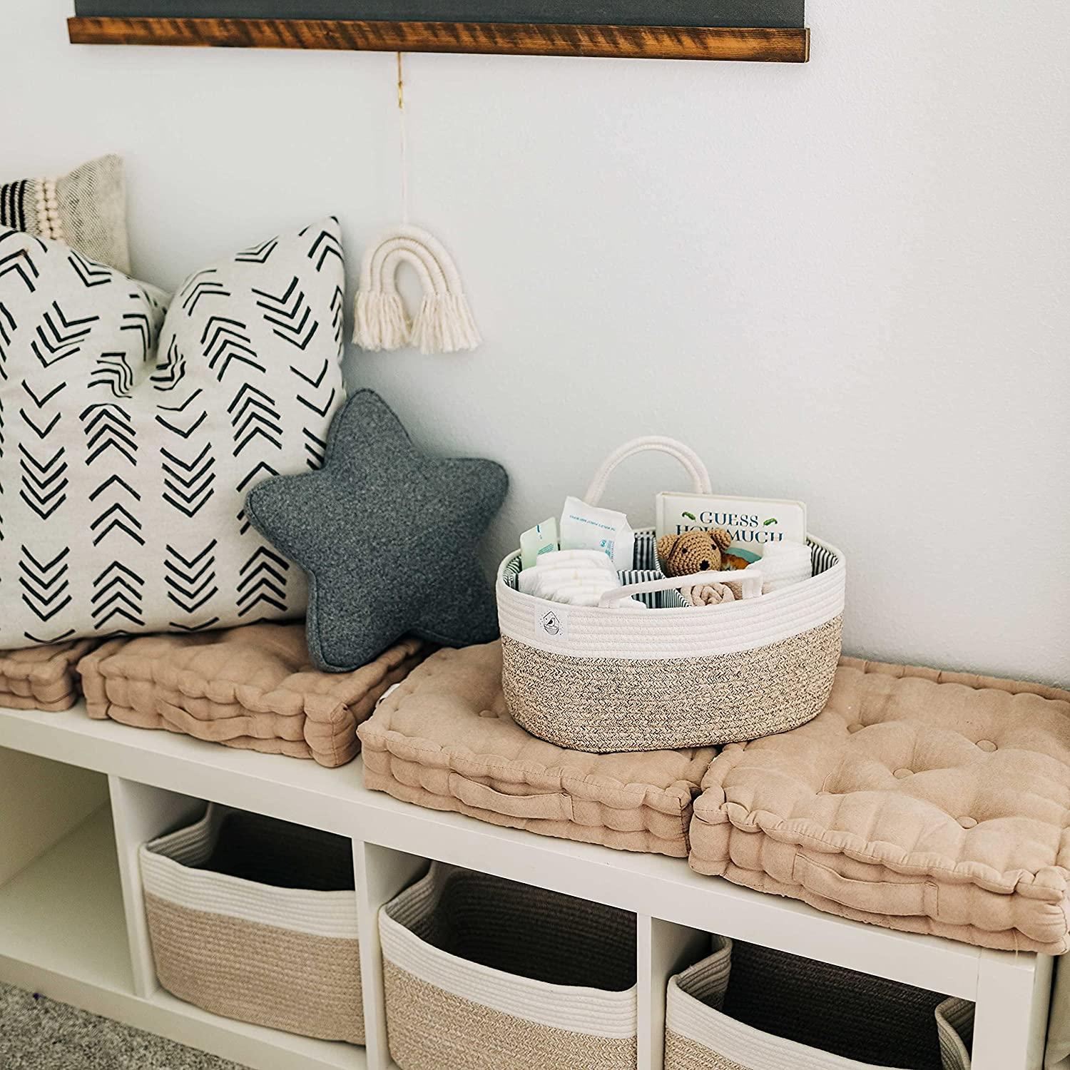 OrganiHaus Rope Diaper Caddy Basket & Baby Changing Basket Diaper