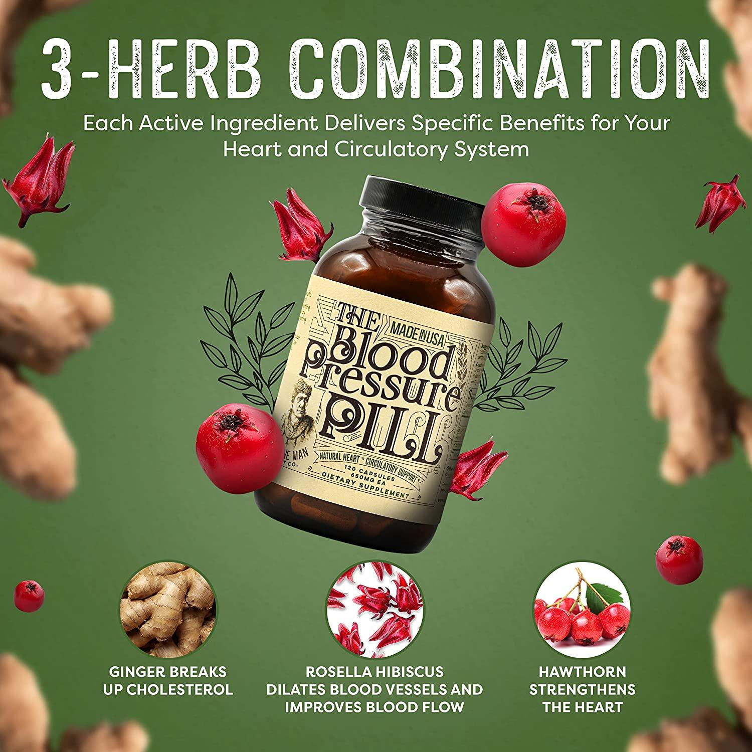 The Blood Pressure Pill 120 Capsules Natural Herbal Pills for High