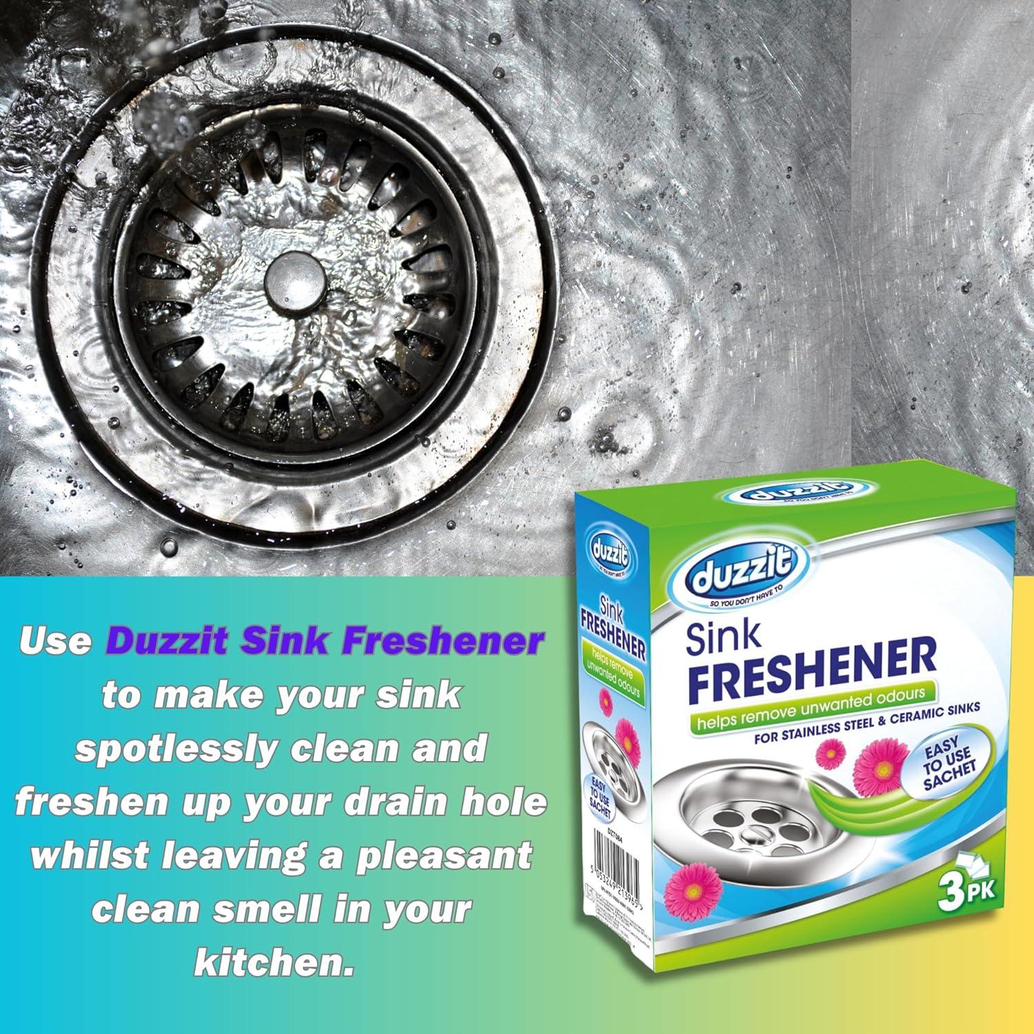 Duzzit Sink Freshener Pack of 33x30g Drain Smell Eliminator Sachets 9 sachets total