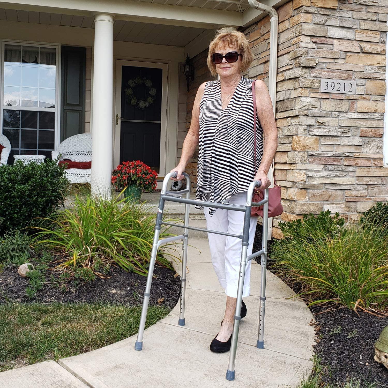 Carex Folding Walker for Seniors Adjustable Height, Portable Medical