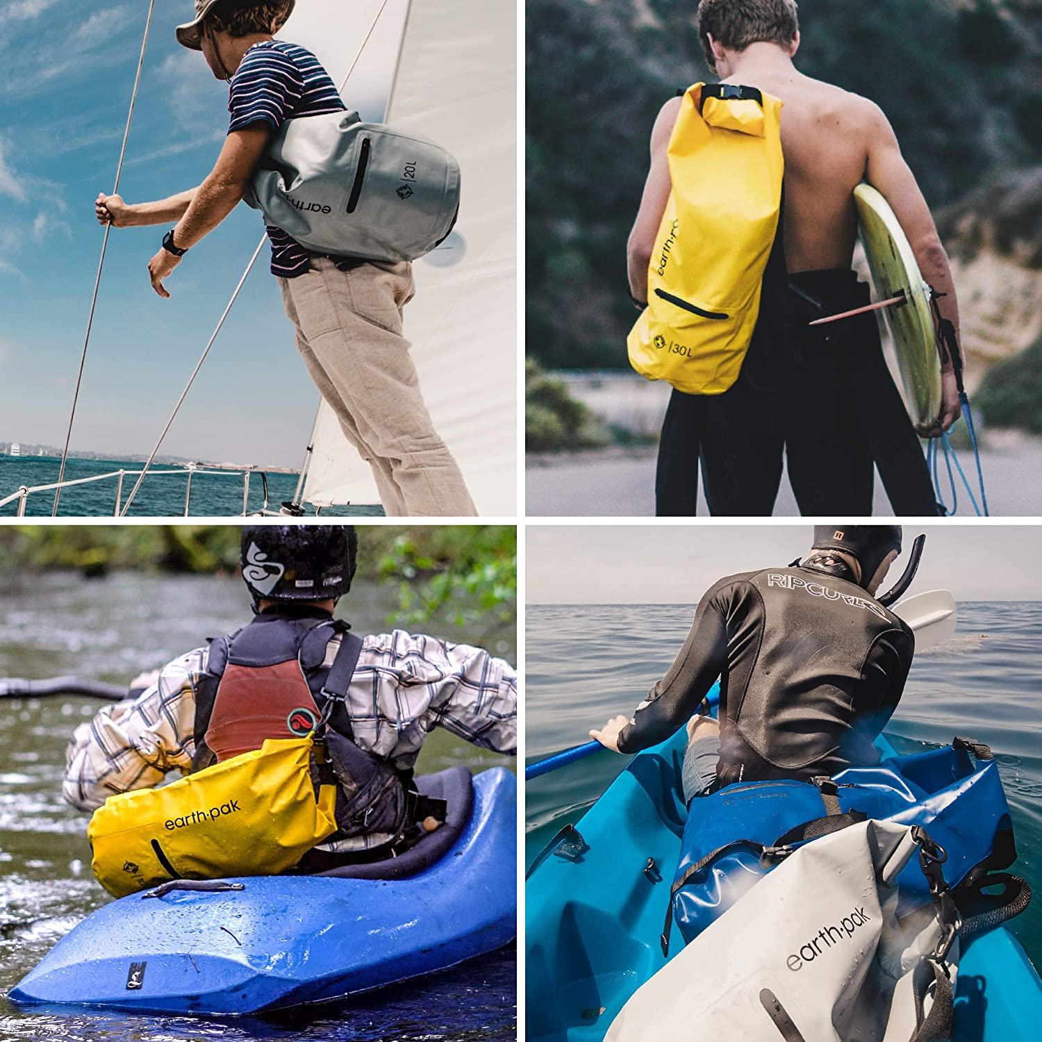 Earth Pak- Waterproof Dry Bag with Front Zippered Pocket Keeps Gear Dry for  Kayaking, Beach, Rafting, Boating, Hiking, Camping and Fishing with  Waterproof Phone Case 10L Yellow