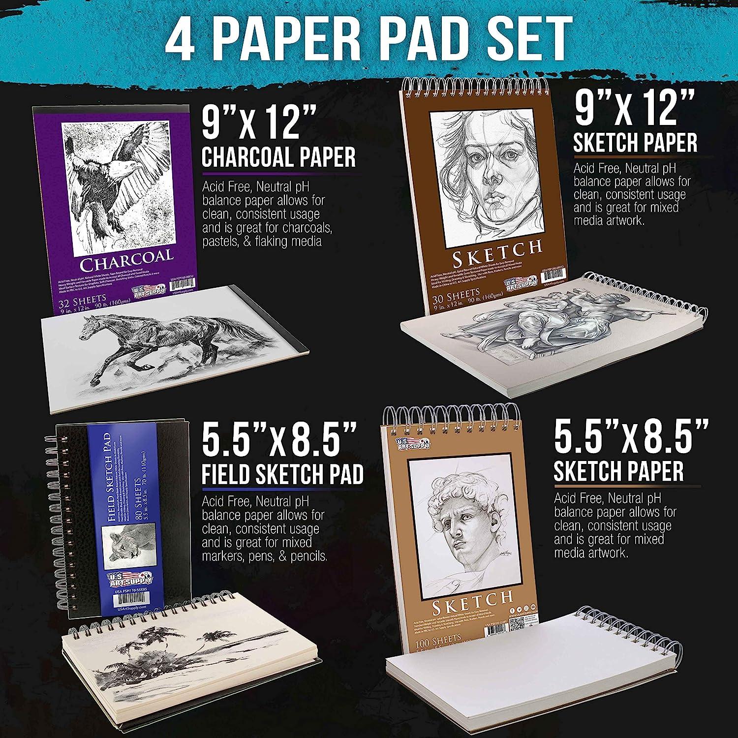 U.S. Art Supply 9 x 12 Premium Spiral Bound Sketch Pad, Pad of 100-Sheets, 60 Pound (100gsm)
