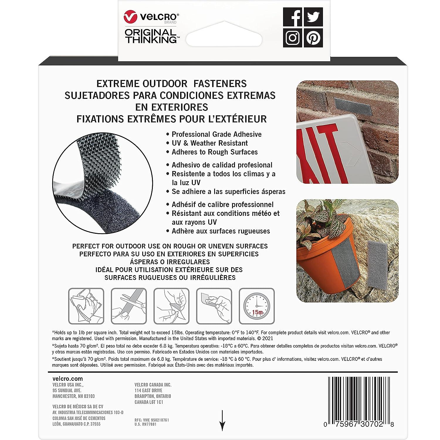 VELCRO Brand Extreme Outdoor Mounting Tape, 20Ft x 1 In Holds 15 lbs, Strong  Heavy Duty Stick on Adhesive