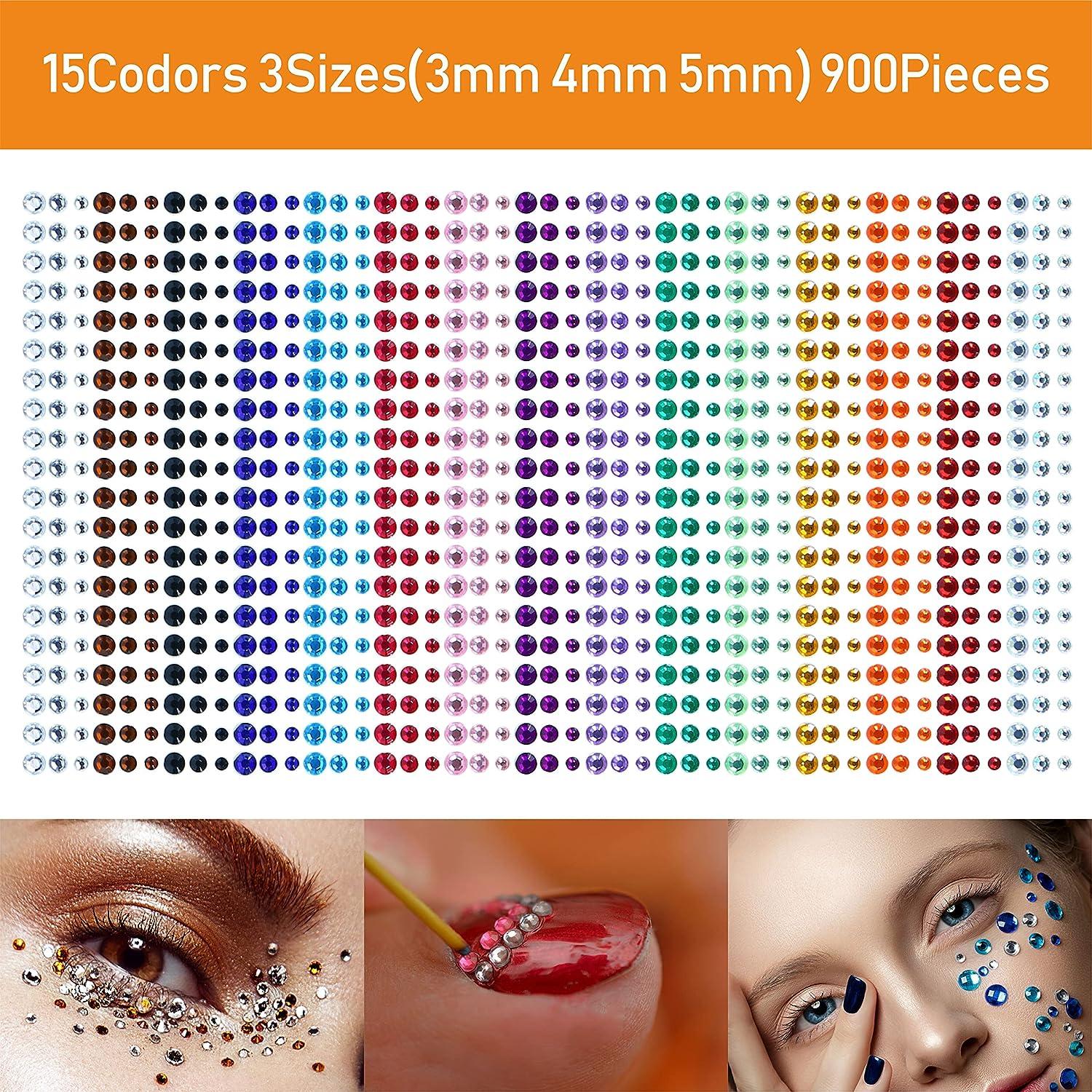 Face Gems 6 Sets Face Jewels Self-Adhesive Rhinestones Stickers And 1 Set  15 Colors 900pcs Face Gems For Makeup Mermaid Fairy Music Rave Festival  Accessories For Women Men Or Kids
