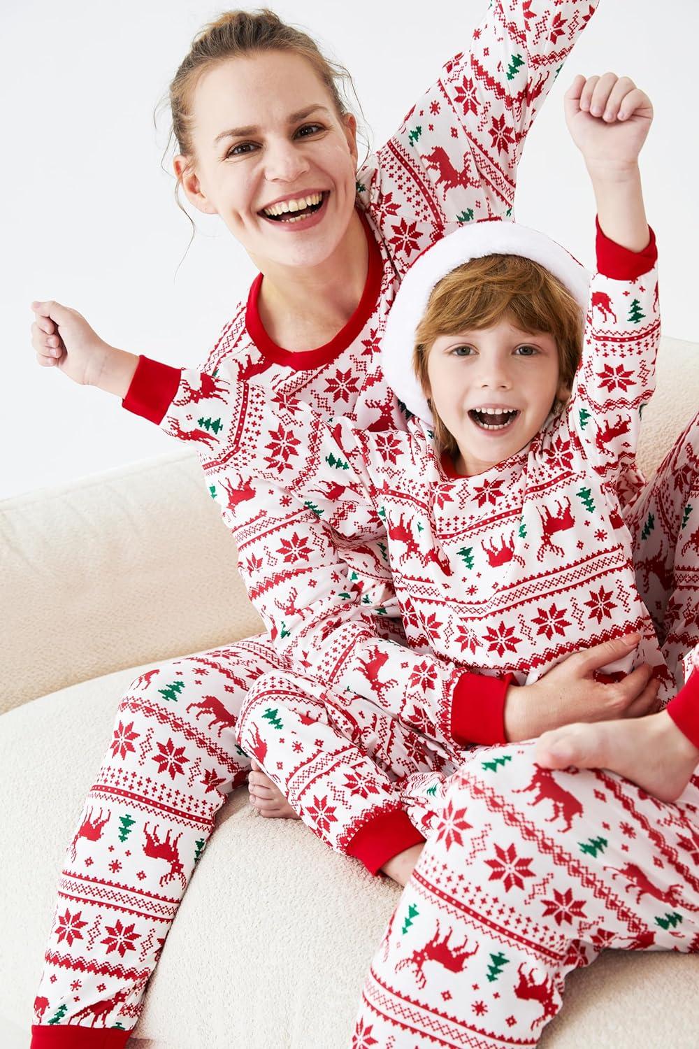 Red and white snowflake pajamas deals