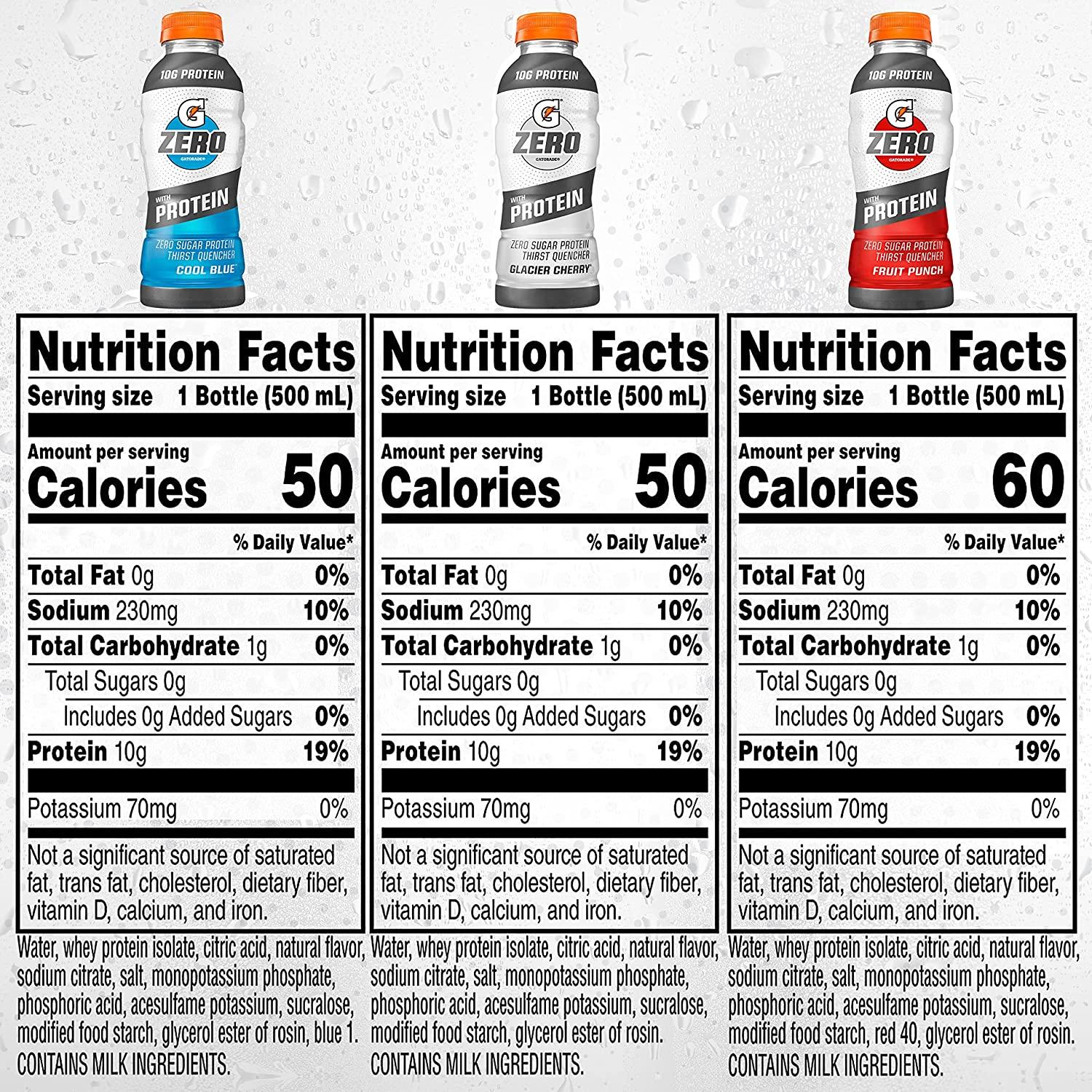 Gatorade Zero with 10g Whey Protein Isolate & Electrolytes 12Pack, 16.