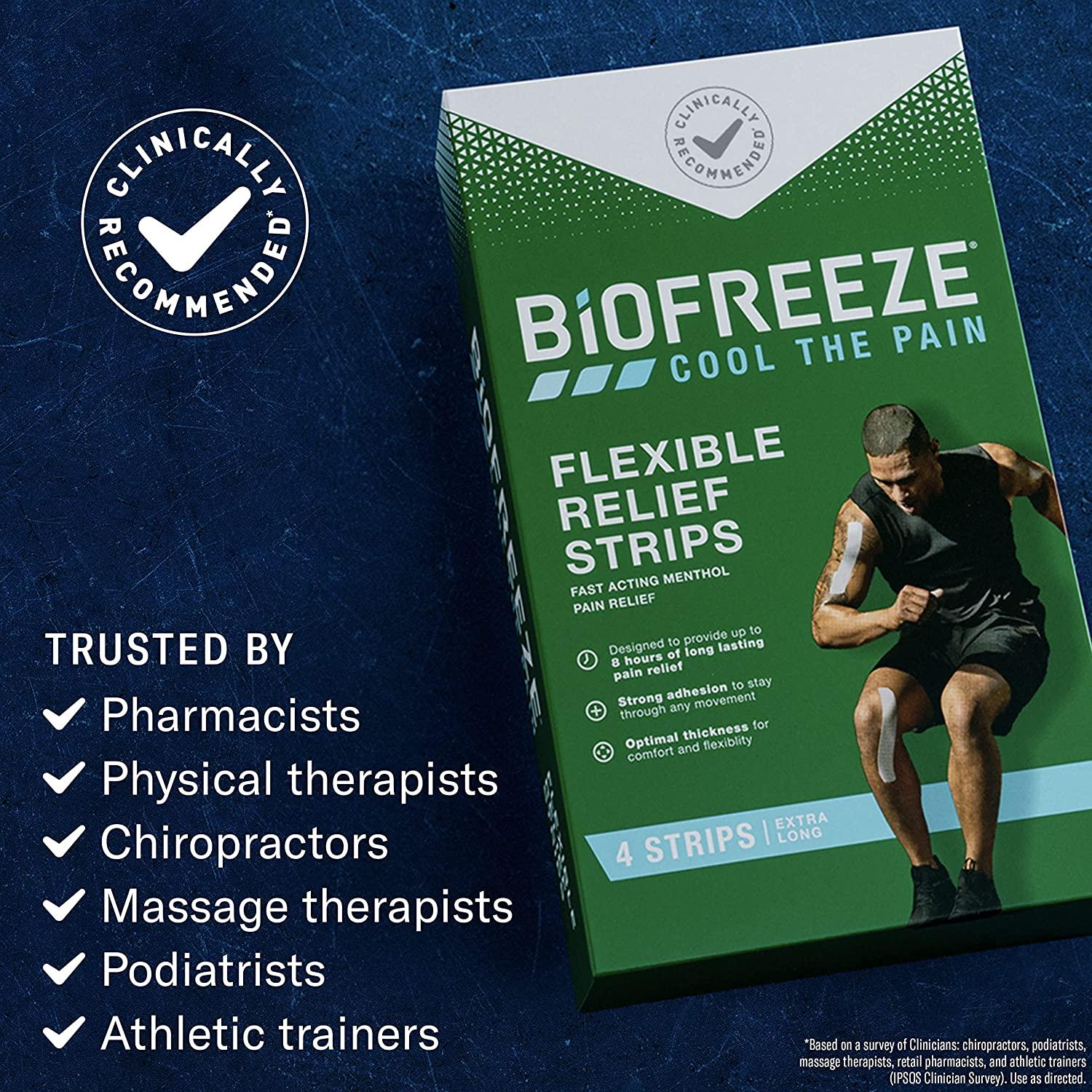 Biofreeze Pain Relief Strips Muscle, Joint, Arthritis, Back Pain Fast Acting & Long Lasting