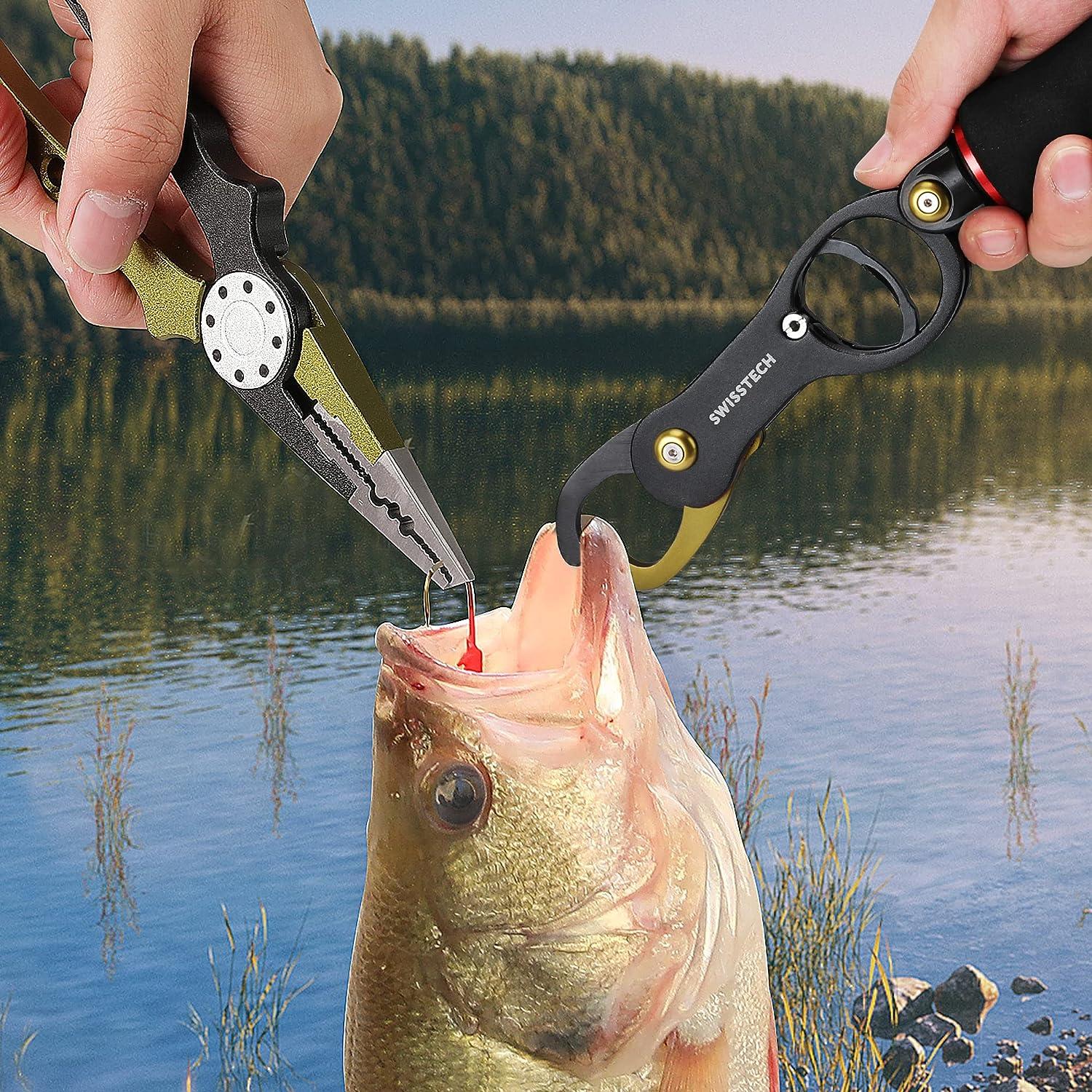 Swiss+Tech Fishing Tool Kit, Fish Gripper with Scale, Muti
