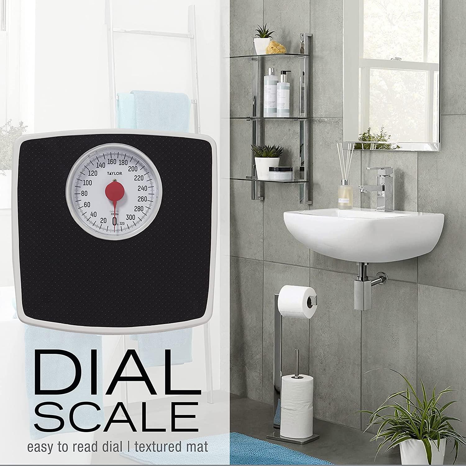 InstaTrack Large Dial Metal Analog Bathroom Scale with Silver Mat Accurate  Measurements up to 330 Pounds, Battery Free