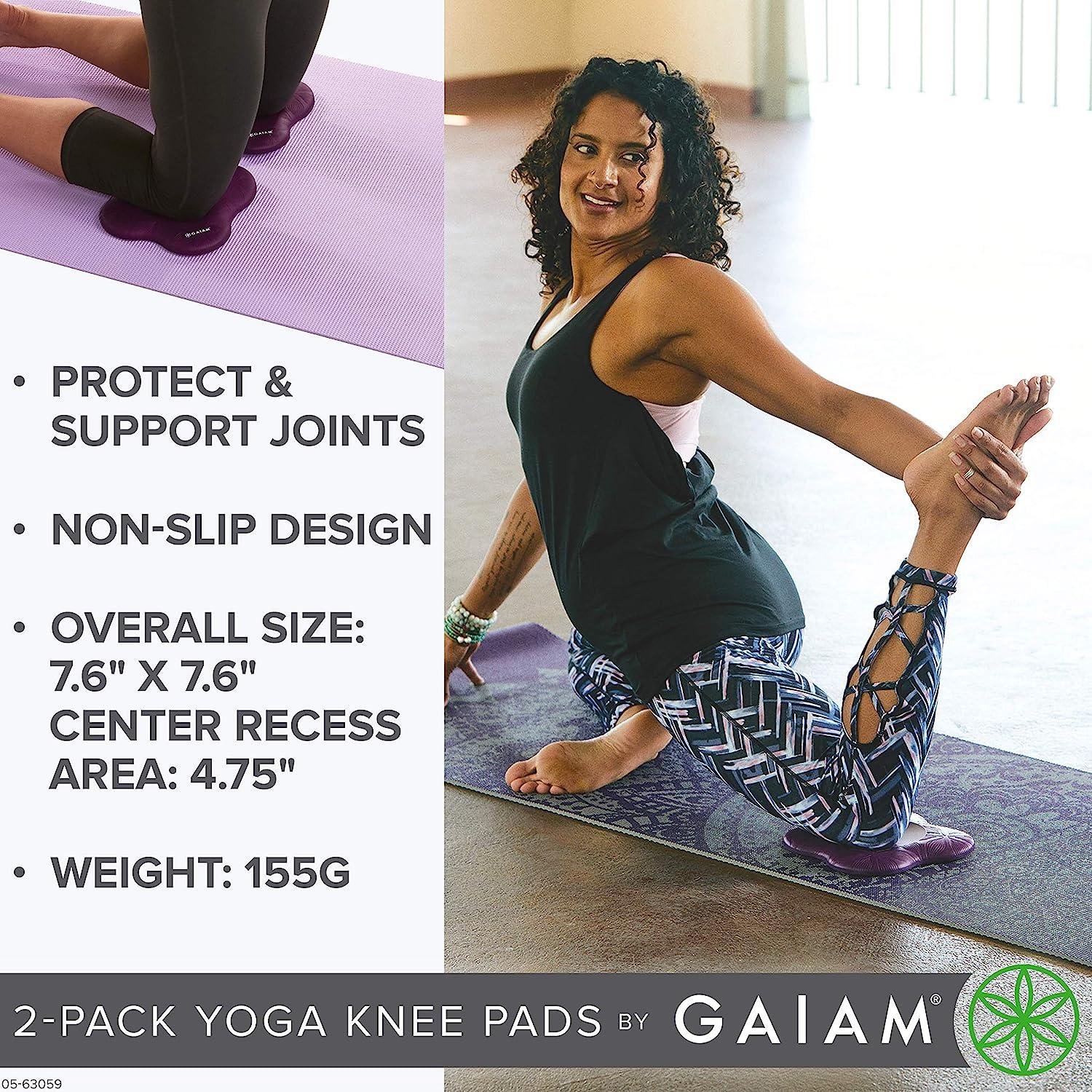 Gaiam Yoga Knee Pads (Set of 2) - Yoga Props and Accessories for Women /  Men Cushions Knees and Elbows for Fitness, Travel, Meditation, Kneeling,  Balance, Floor, Pilates