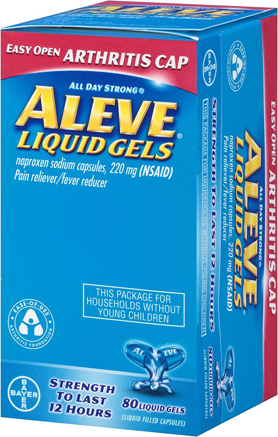 Aleve Liquid Gels with Easy Open Arthritis Cap 220mg 80 Count Fast