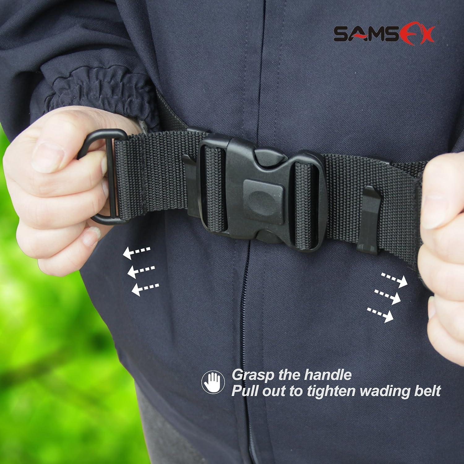 SAMSFX Adjustable Fishing Wading Belt Wader Belts for Surf Casting Kayak  Accessories Straps with D Ring and Hook Fits : : Sporting Goods