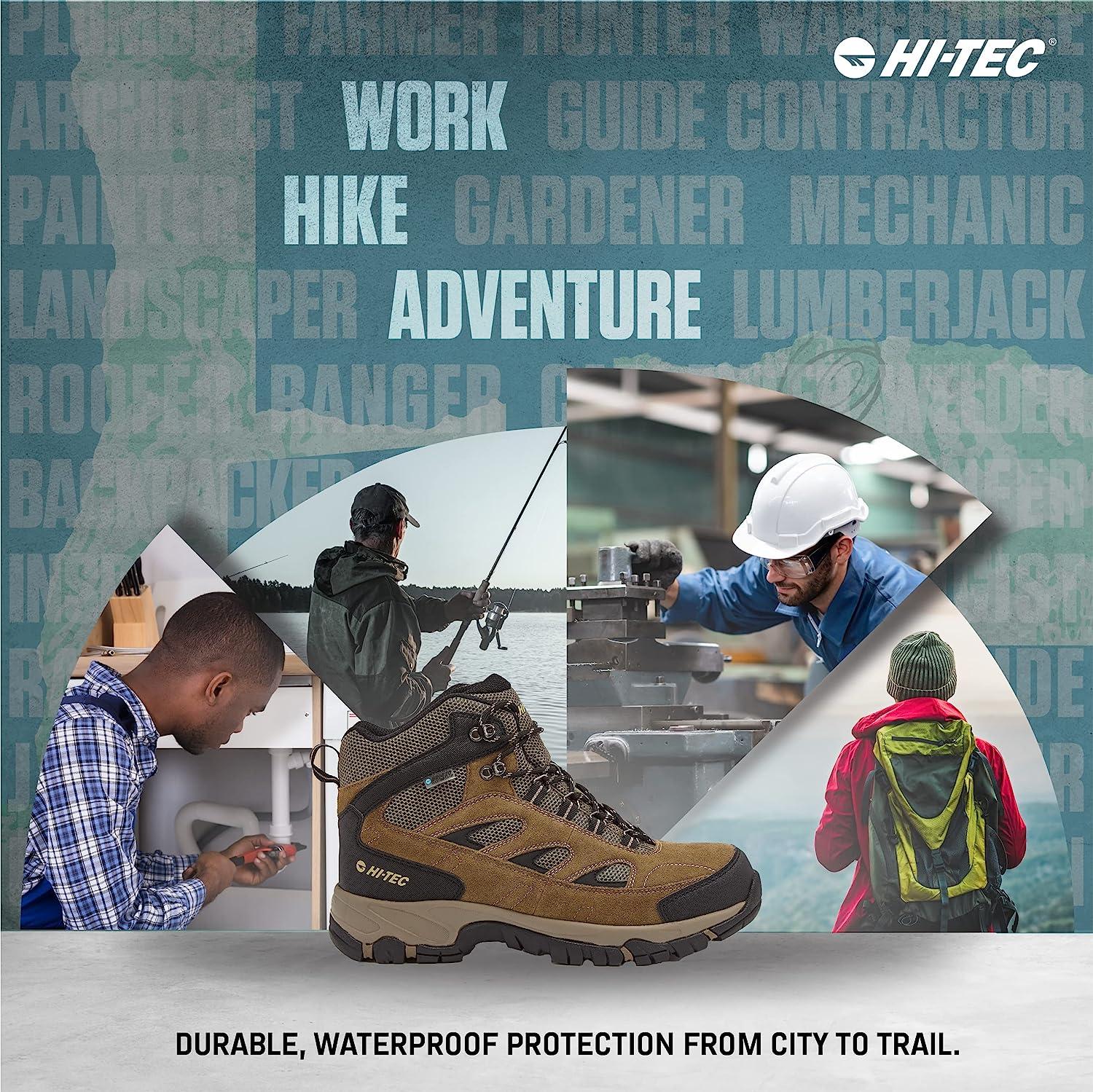 HI-TEC Ravus WP Mid Waterproof Hiking Boots for Men, Lightweight Breathable  Outdoor Trekking Shoes