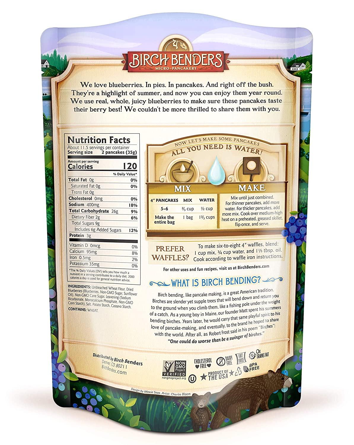 Birch Benders Blueberry Pancake & Waffle Mix NonGMO, Dairy Free