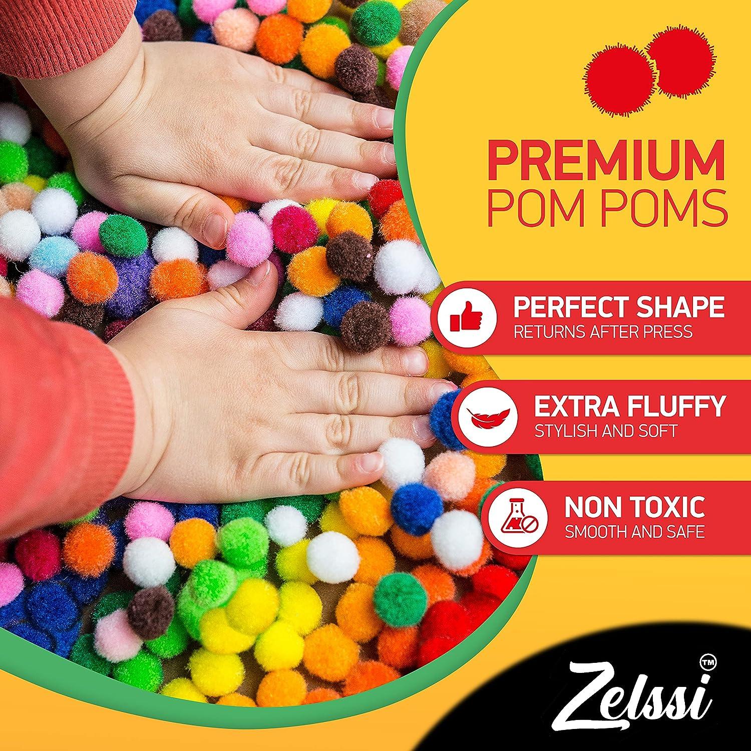 POM POM DELI スズ Zelssi Pom Poms Pack - 400 Pompom Balls & Googly Eyes