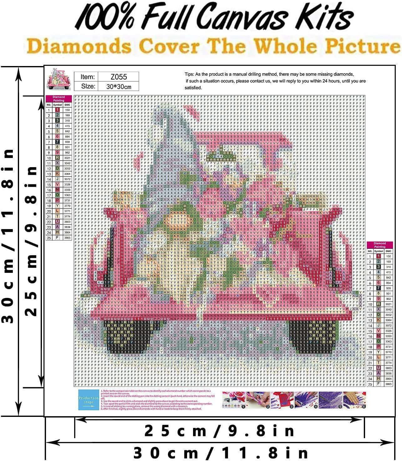 Diamond Painting Pink Flower 12 by 12 Round Diamond Kit