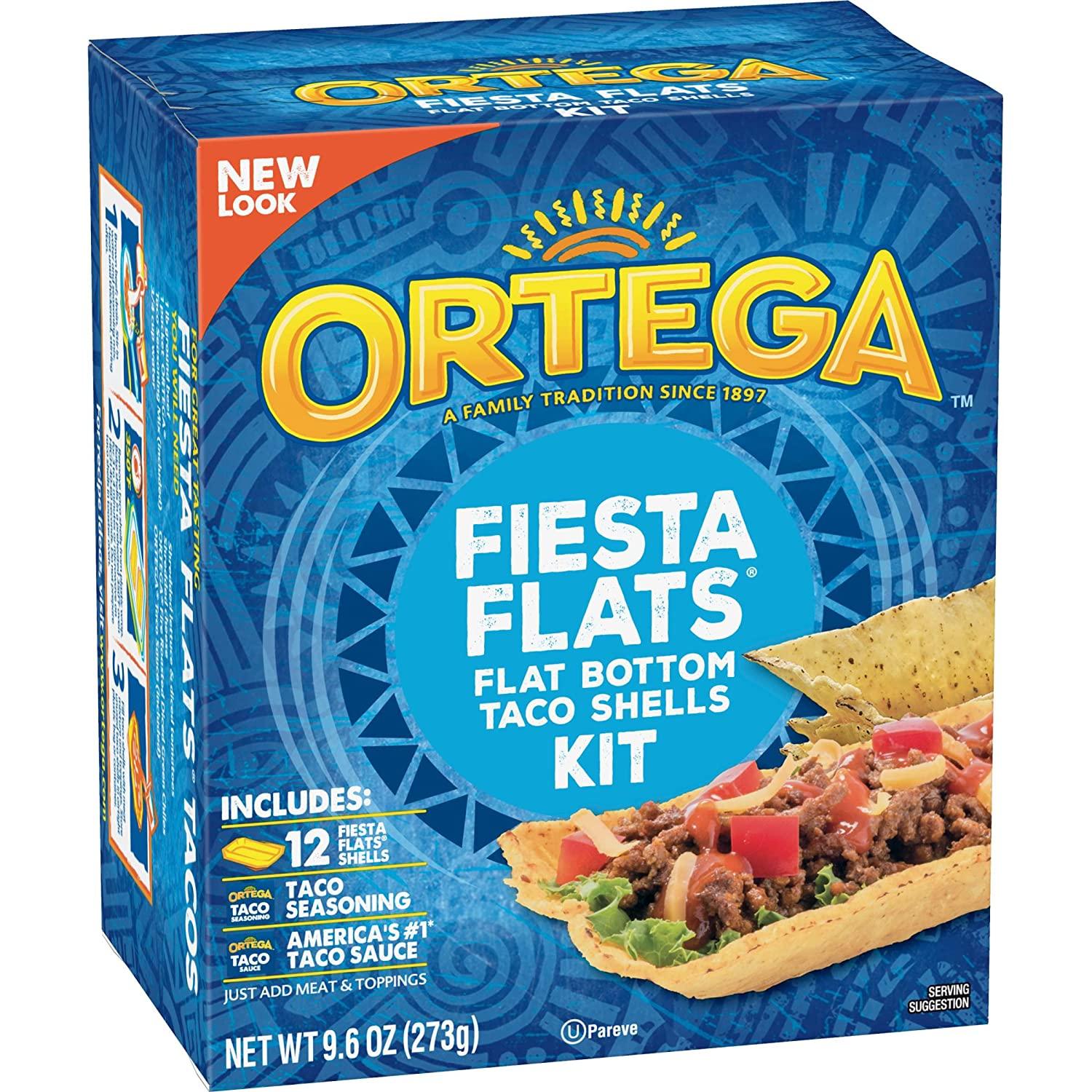 Ortega Fiesta Flats Tacos Dinner Kit 12 Count, 9.8 Ounce Pack of 1