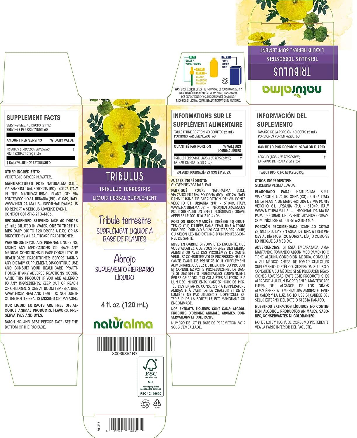 Naturalma Tribulus (Tribulus terrestris) Fruit AlcoholFree Tincture 4