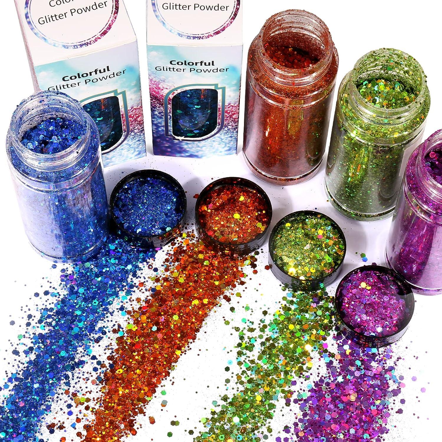 6 Colors Chunky Glitter Flakes - Spring Iridescent Flower