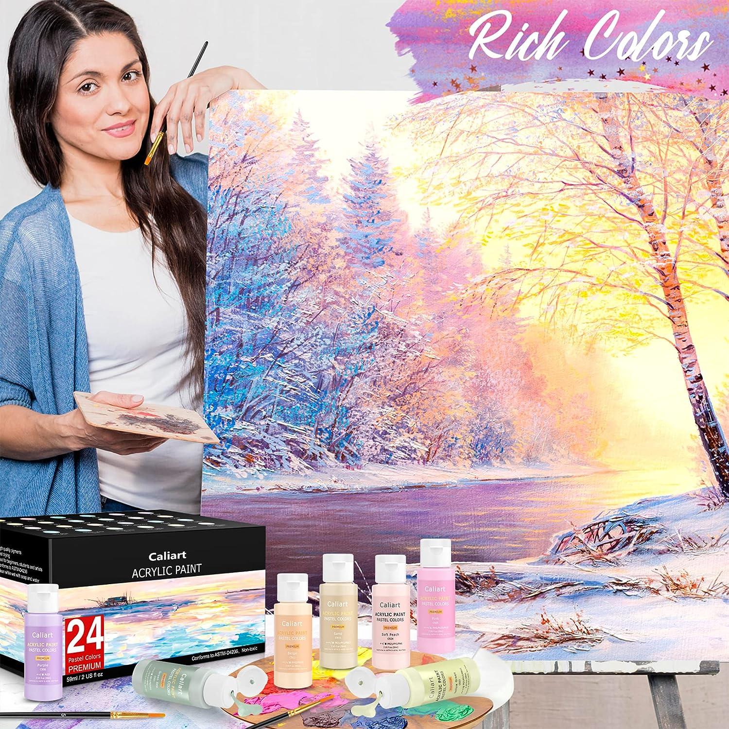 52 Color Acrylic Paint Set - Non-Toxic, Rich Pigments, Versatile - 52 Count