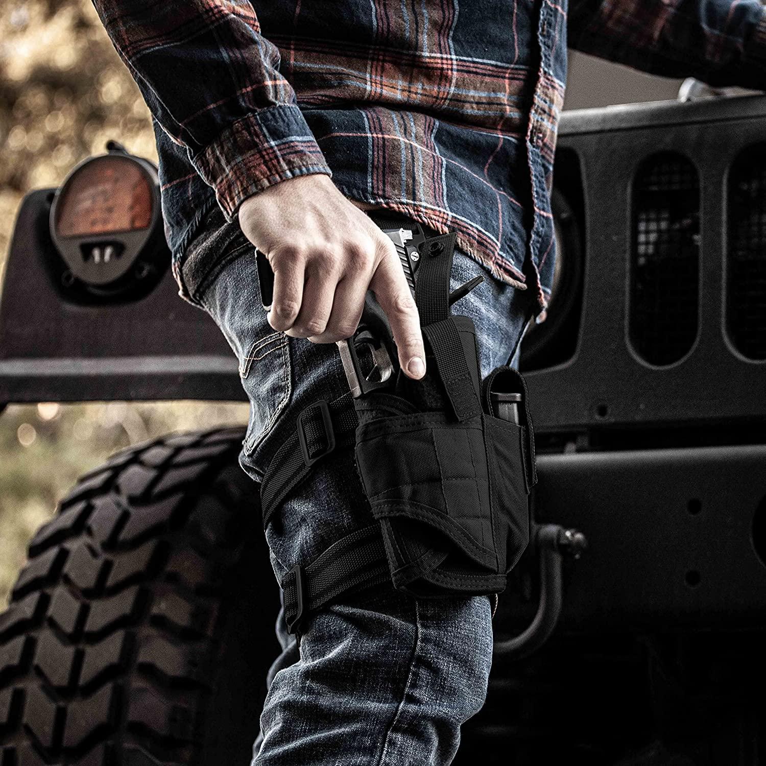 Tacticon Universal Drop Leg Holster, Combat Veteran Owned Company, Tactical Thigh Holster with Mag Pouch