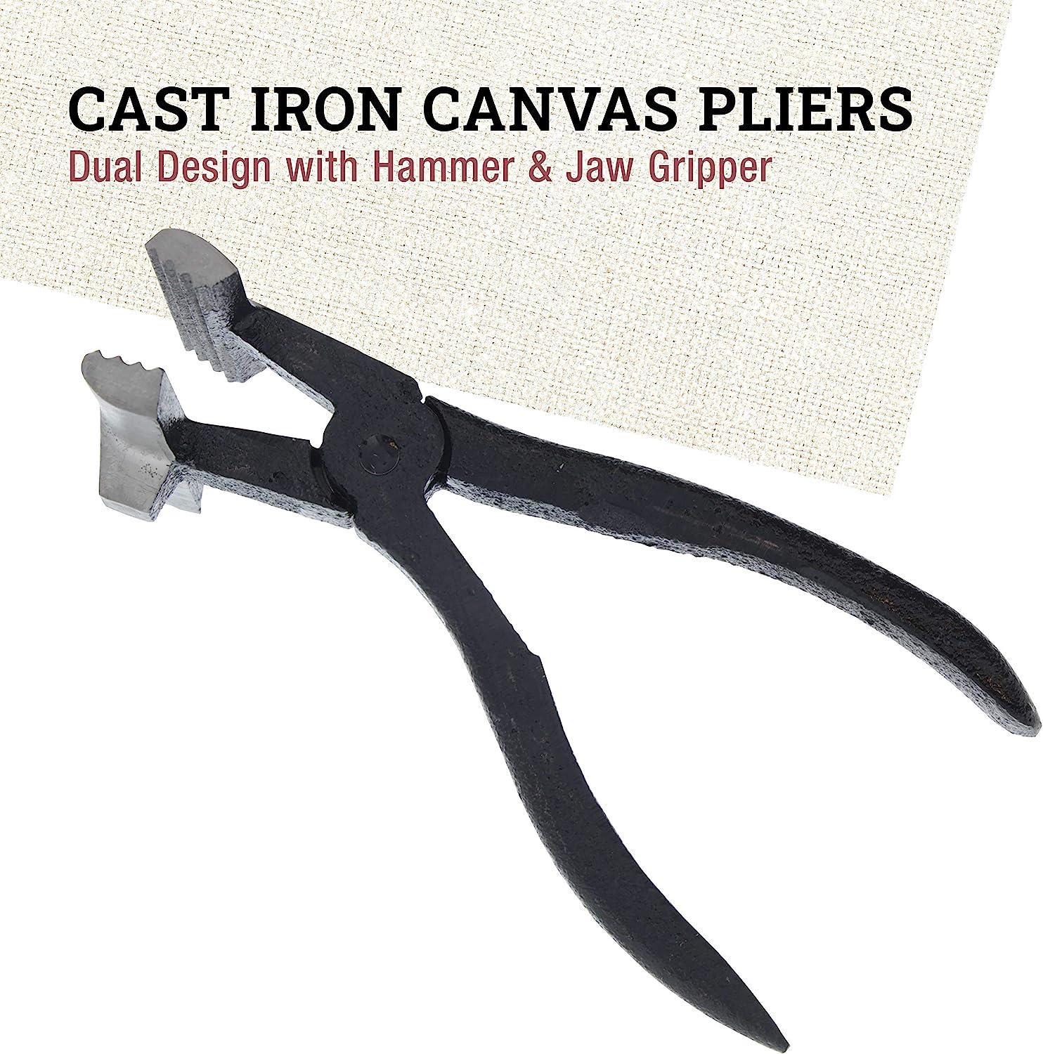 US Art Supply Iron Canvas Pliers, Dual Design with Hammer & Jaw