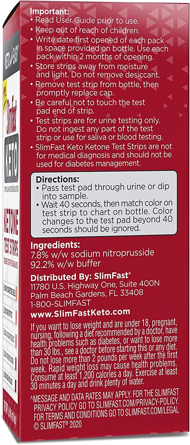 SlimFast Keto Ketone Test Strips, Reagent Strips for Urinalysis and
