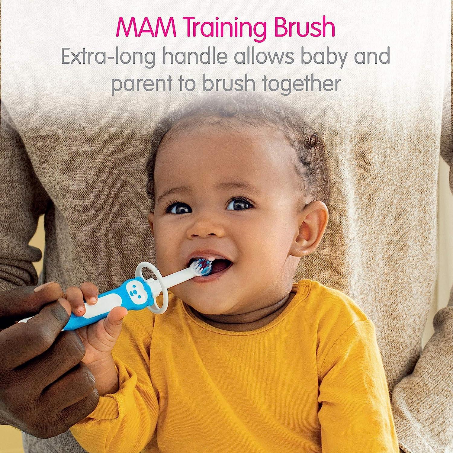 MAM Learn to Brush Set for Boys 5+ Months Baby Toothbrushes with