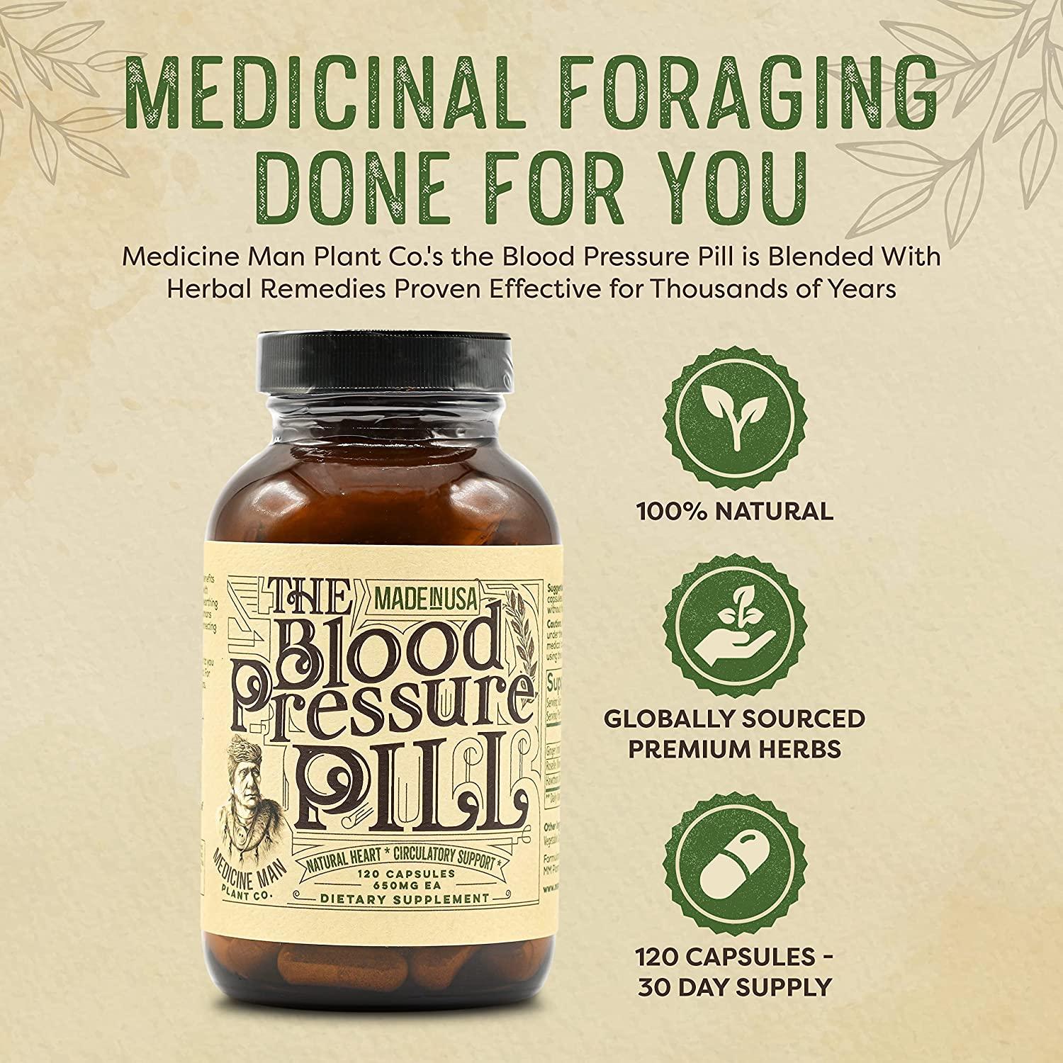 The Blood Pressure Pill 120 Capsules Natural Herbal Pills for High