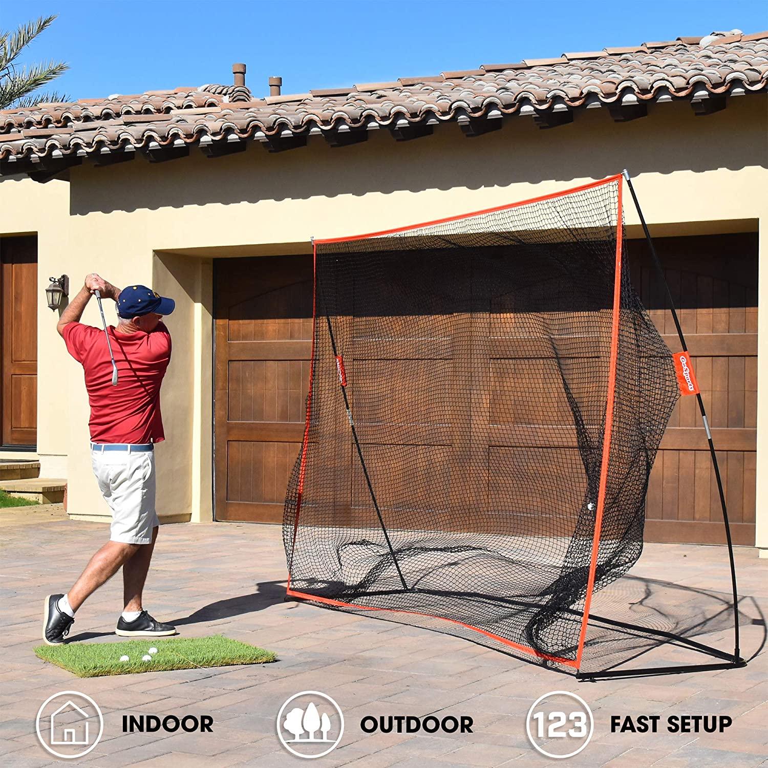GoSports Golf Practice Hitting Net Choose Between Huge 10'x7' or 7'x7' Nets Personal Driving