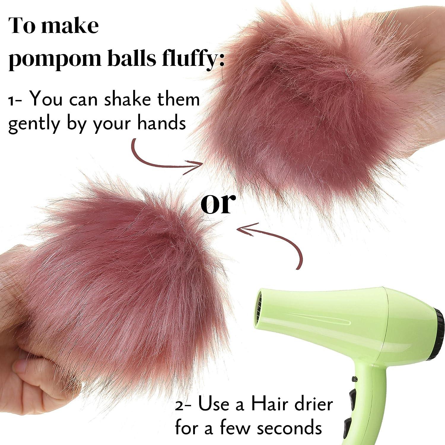  20 Pcs Faux Fur Pom Poms for Hats - 4 Inch Fluffy Pom