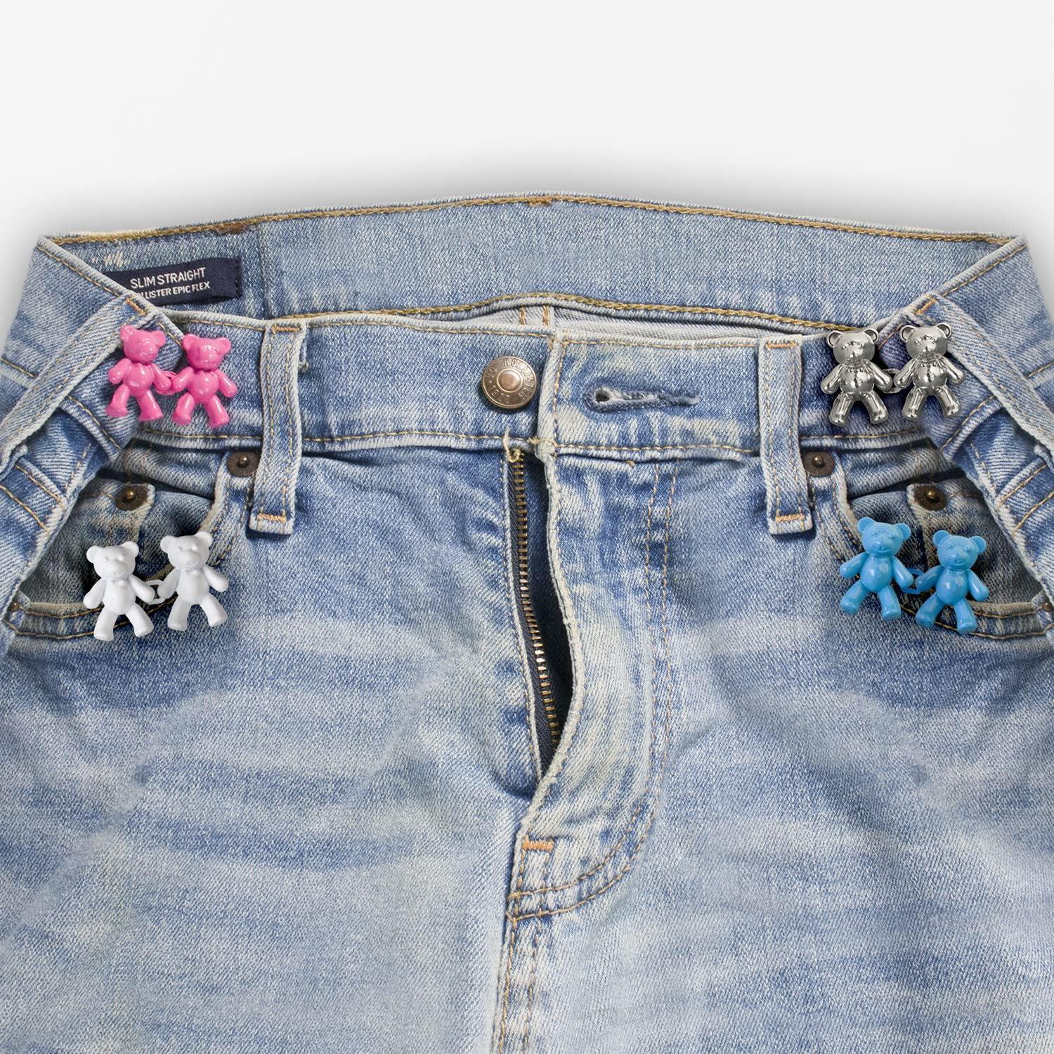 RichLuck Jeans Button, 2 Sets Adjustable Button for Jeans, Detachable Decorative Waist Buckles, Perfect Fit Tighten Waist Adjustment Instant Button