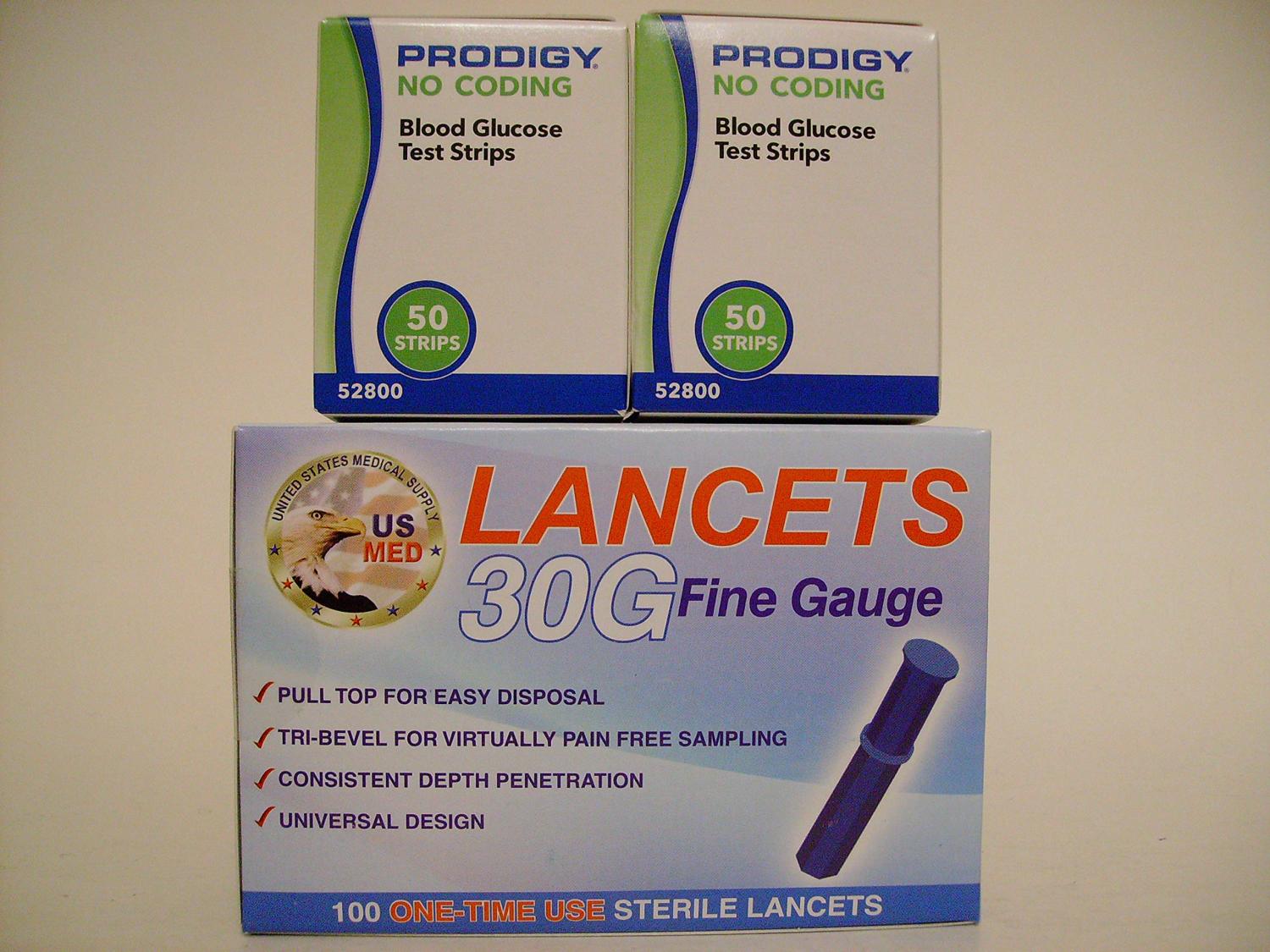 100 Prodigy Test Strips and 30G Lancets Combo Pack - 100 Count | Buy ...