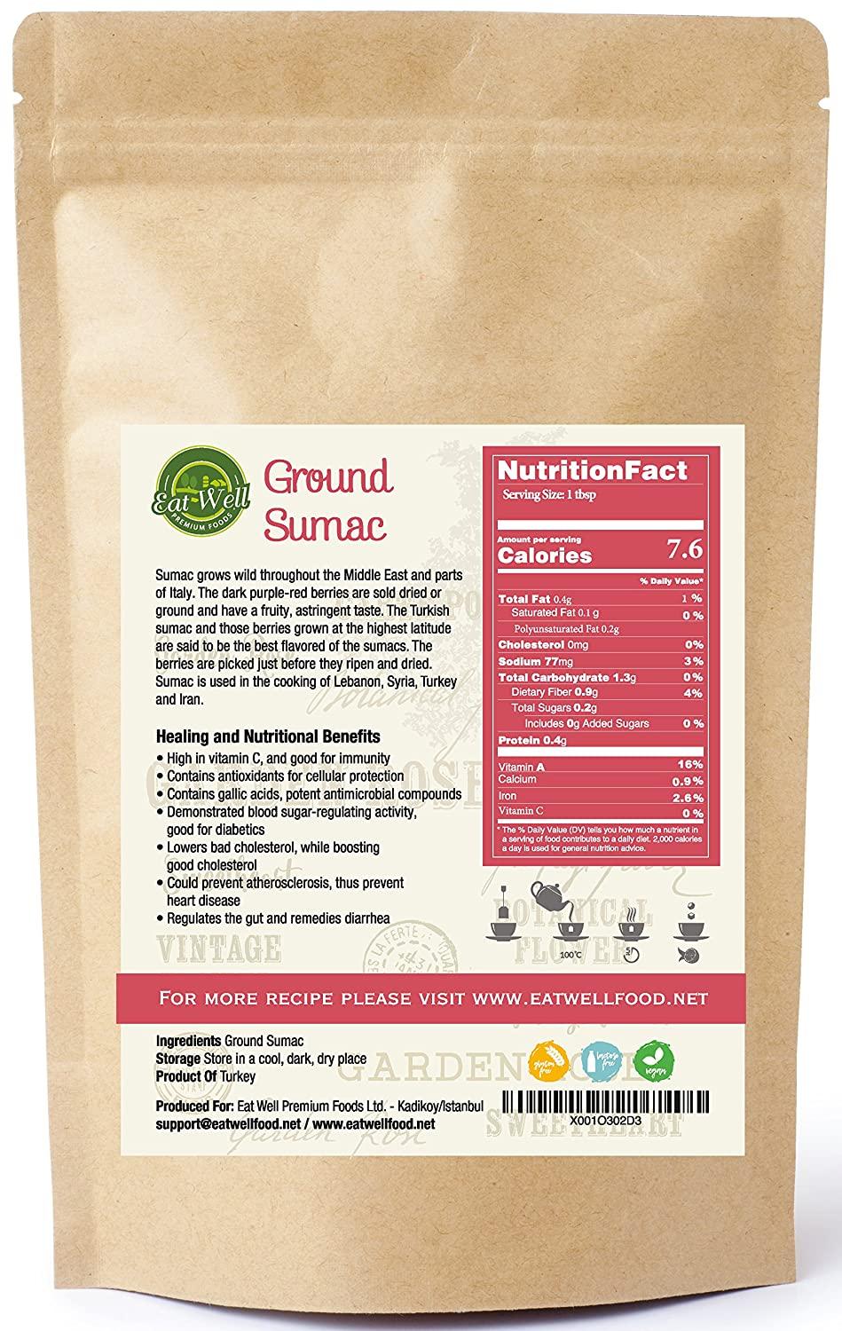 Eat Well Premium Foods Sumac Spice 16 oz Reseable Bag, Bulk Ground