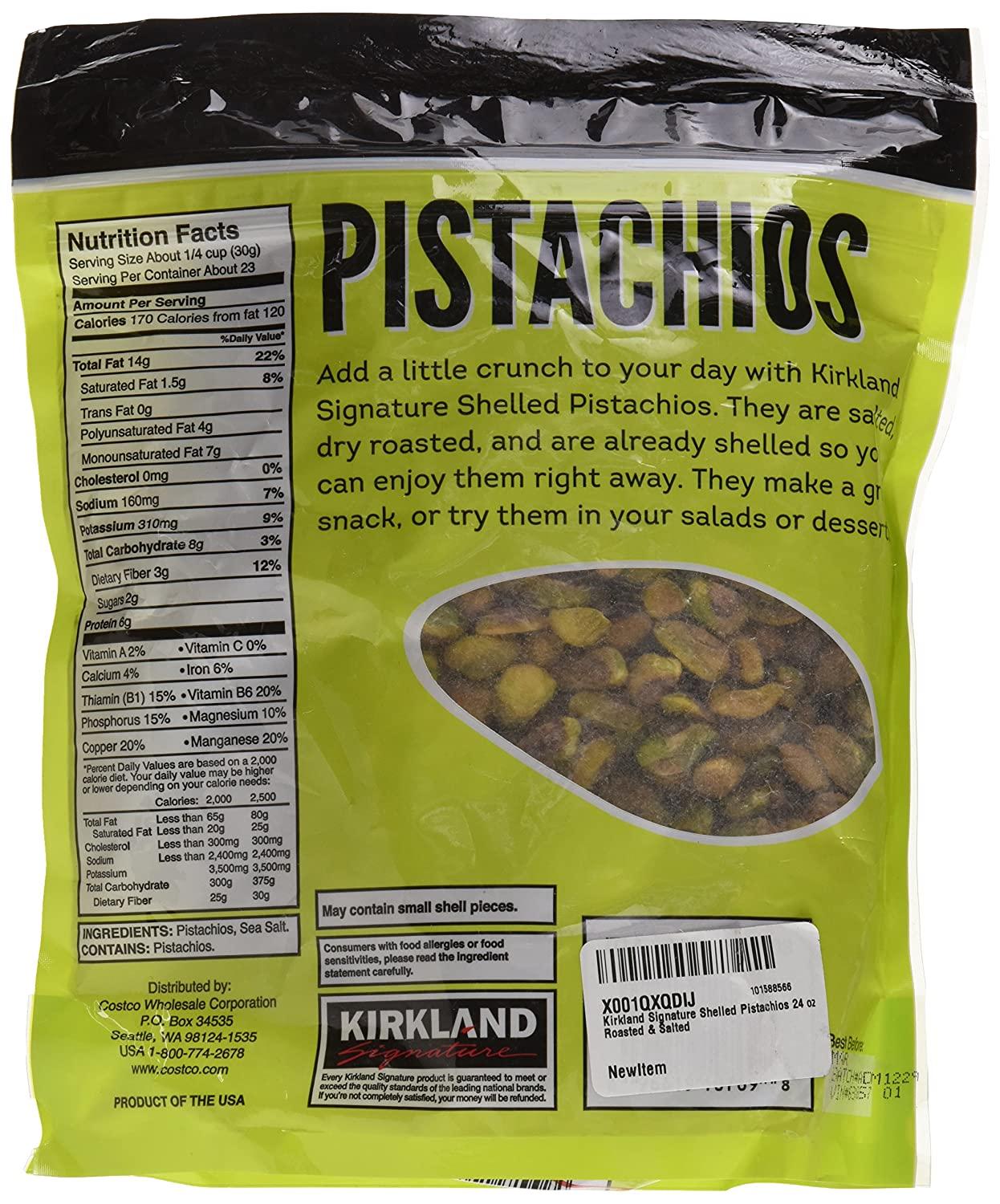 Kirkland Signature Roasted & Salted Shelled Pistachios 24 oz (1 Pack)