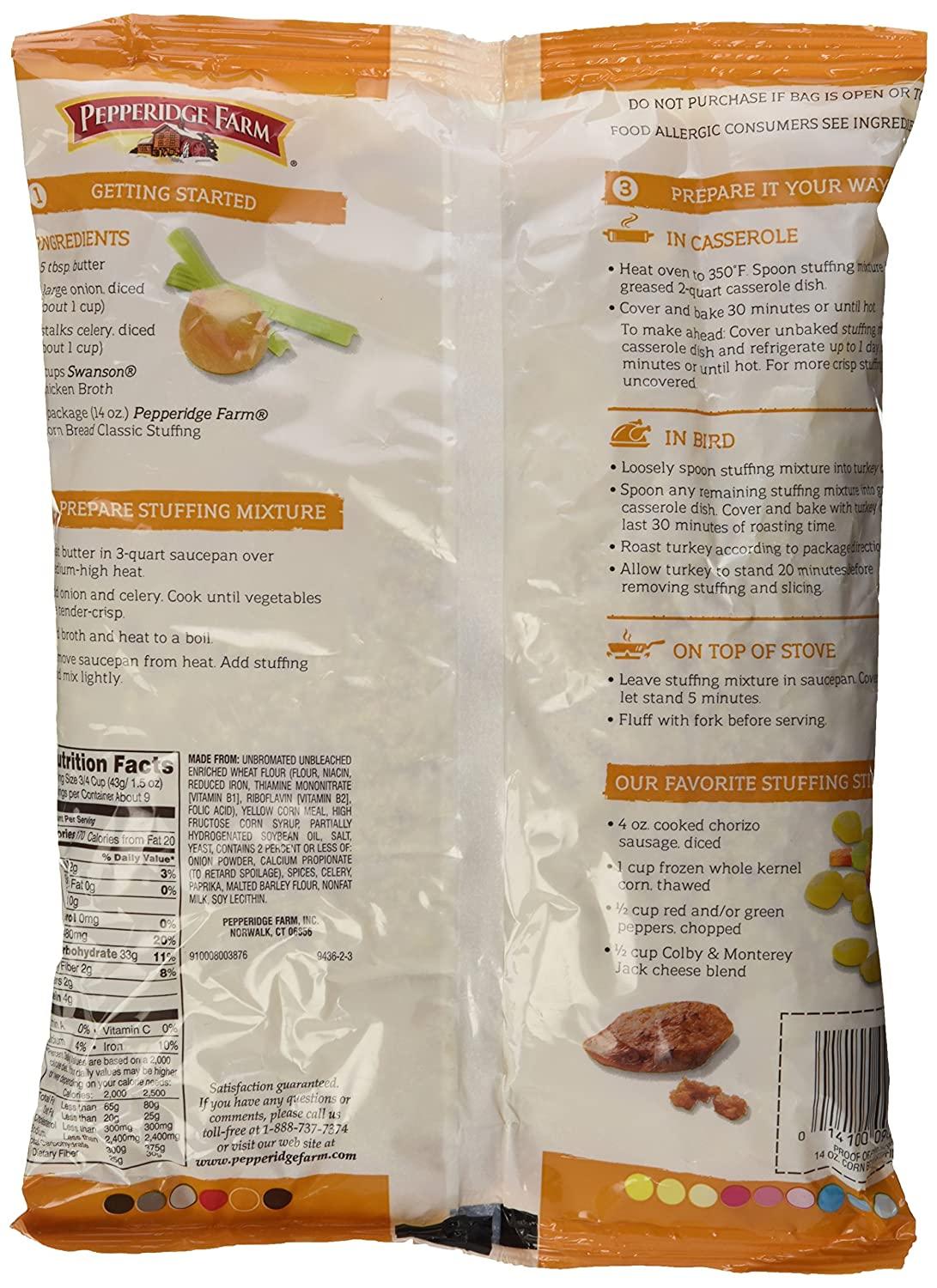 Pepperidge Farm Cornbread Stuffing 14oz Bag Pack of 2 Delicious